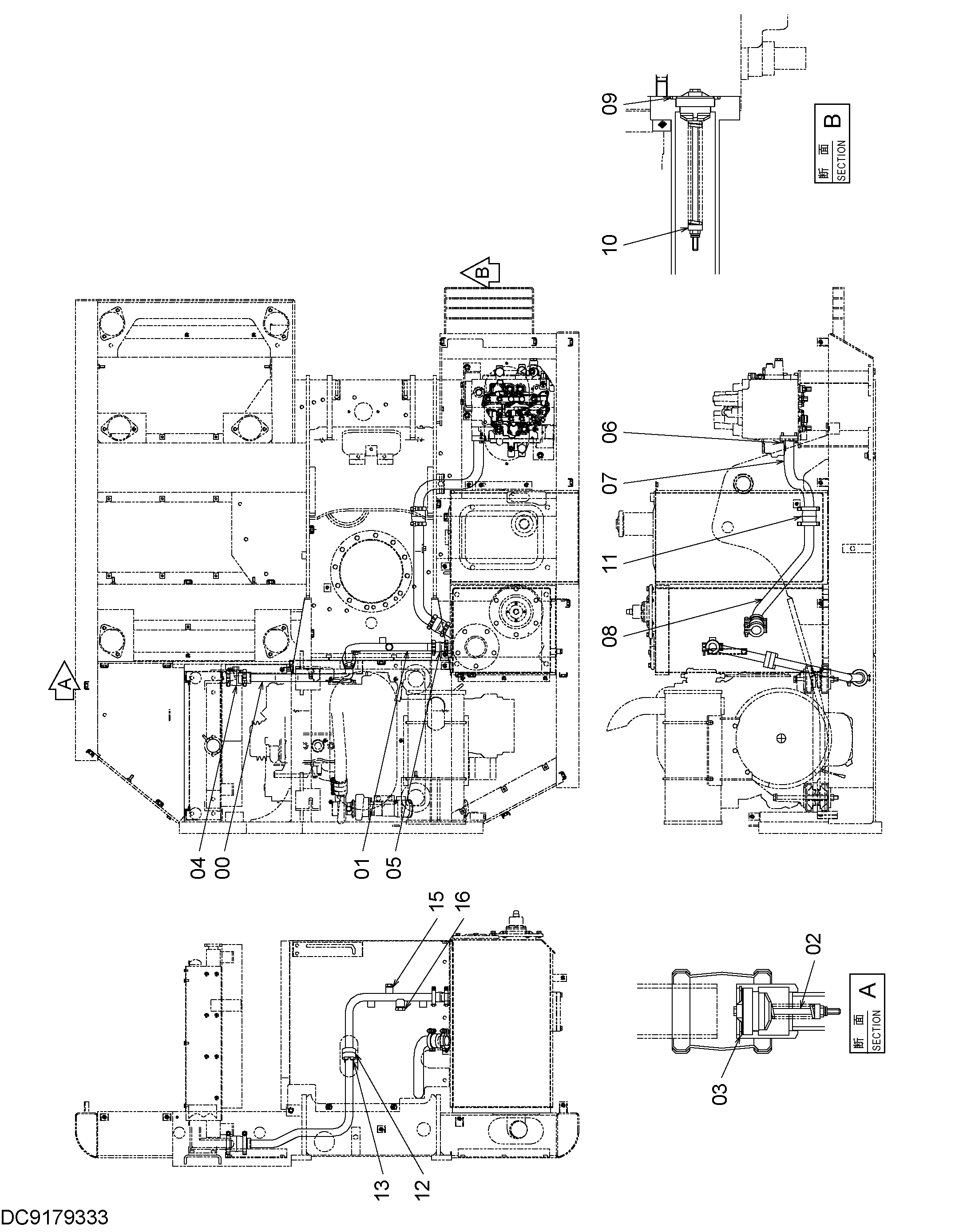 Схема Обратные трубопроводы (1) HITACHI EX90L-5