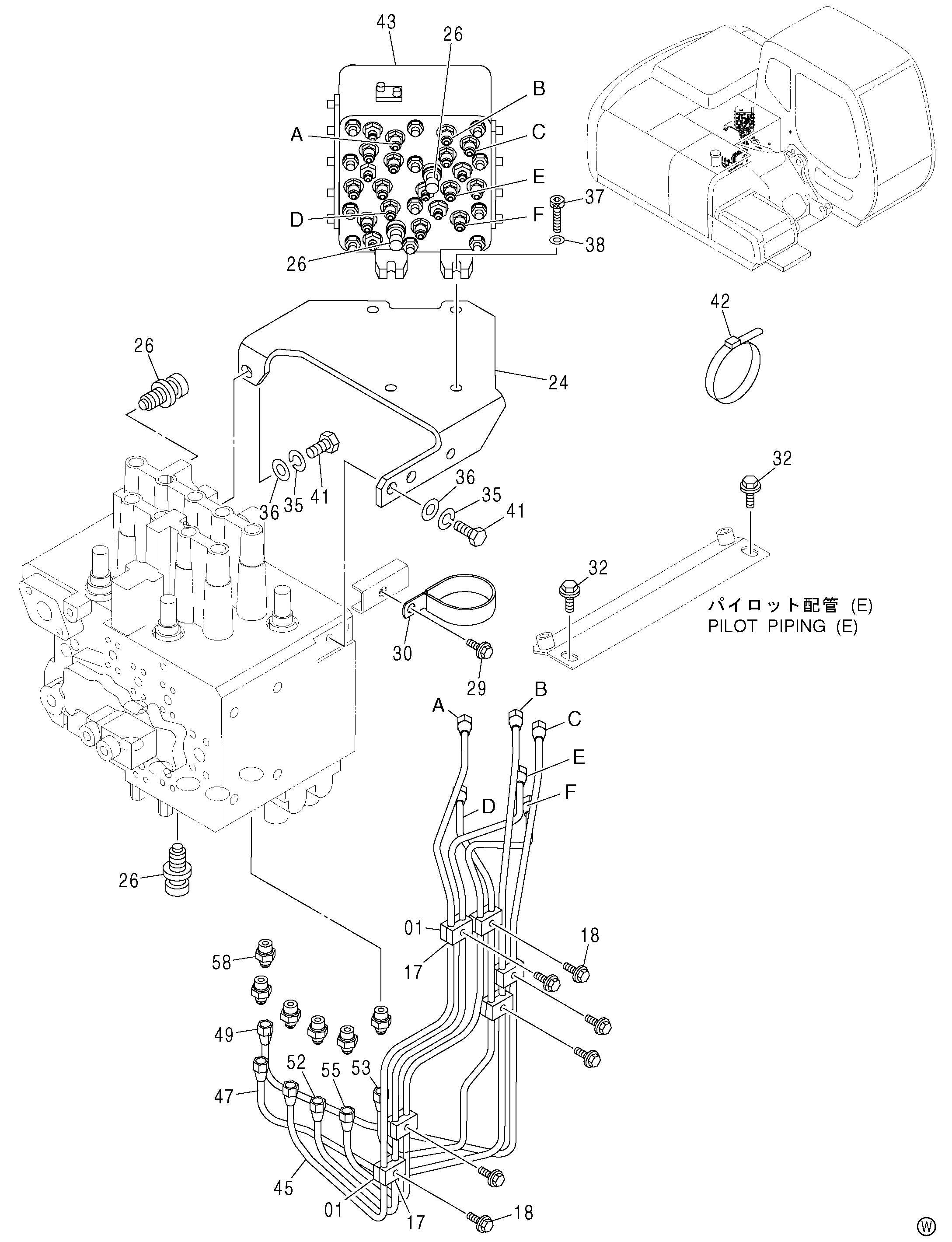 Схема Пилотные гидролинии (D-1) HITACHI ZX120-E