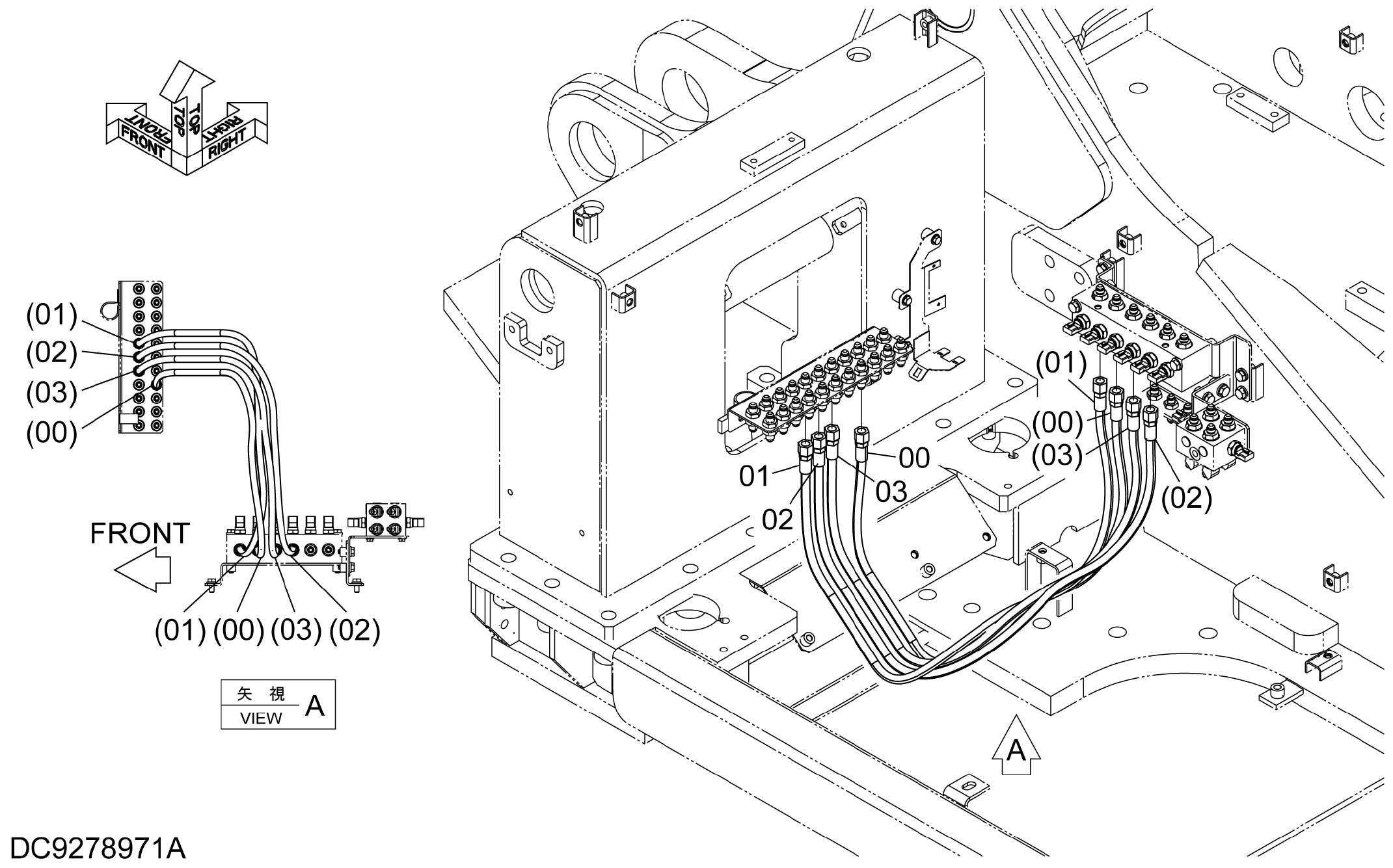 Схема Пилотные гидролинии (9)(рама) HITACHI ZX470H-3
