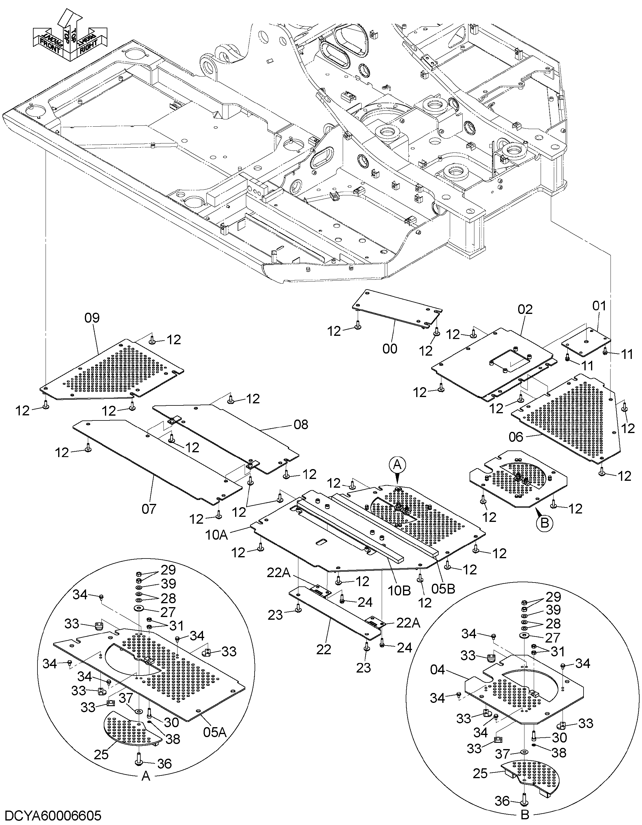 Схема Нижняя защита (дустпрооф специальное исполнение.) HITACHI ZX135US-3
