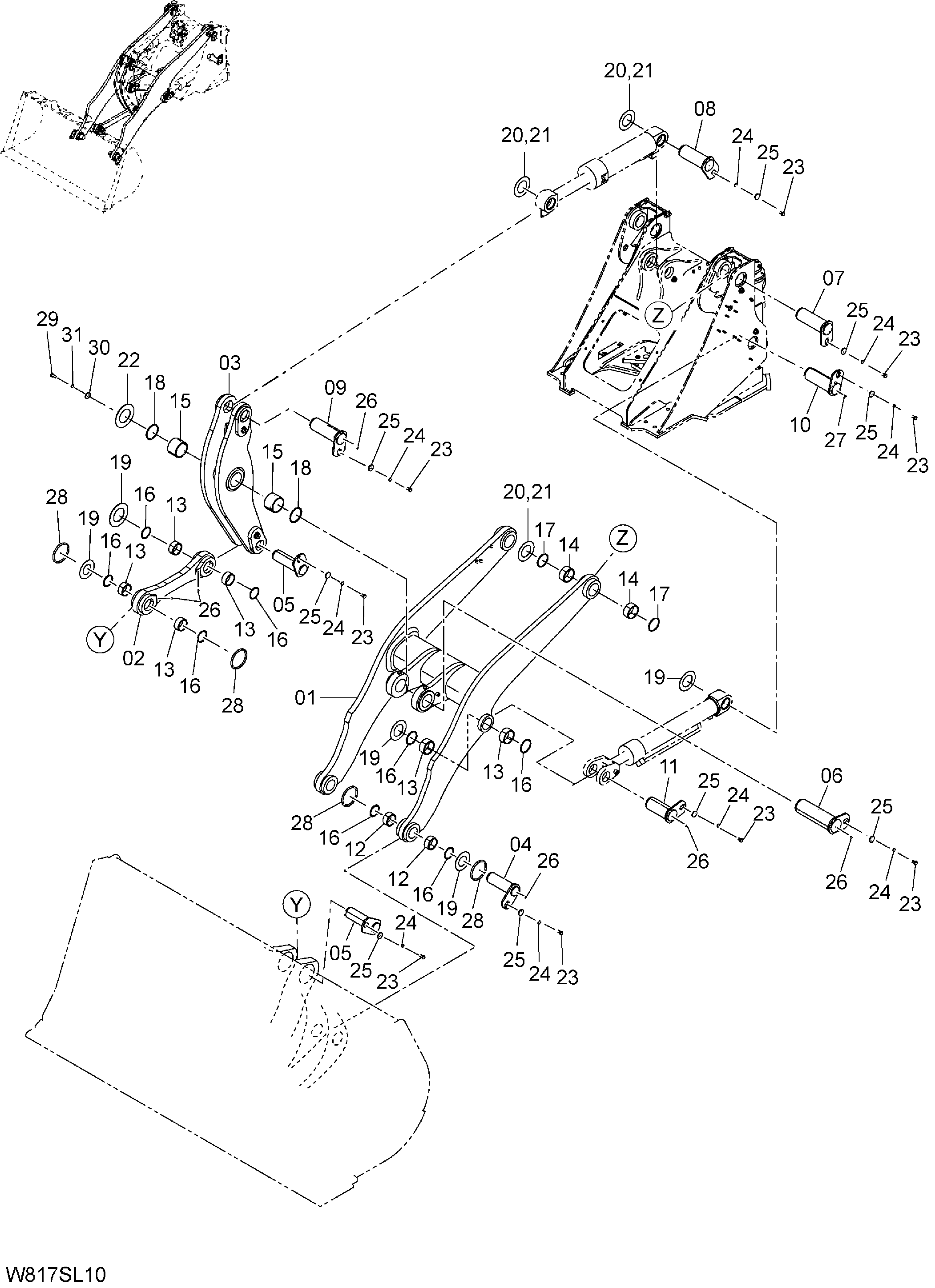 Схема Подъём рукоять(для LOG грейфер)(SLA002) HITACHI ZW310-A