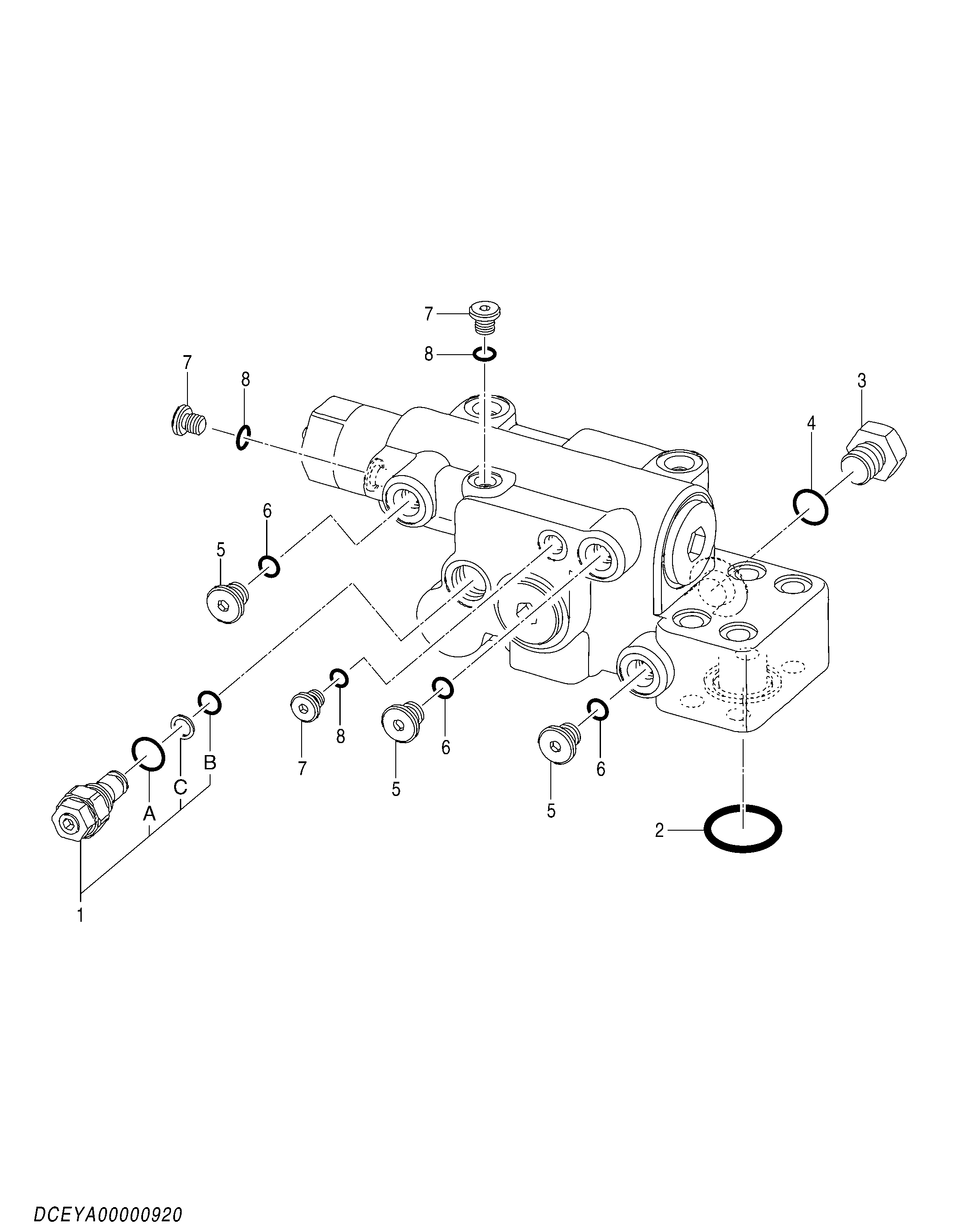 Схема Клапан удерживающий (позиционирование) HITACHI ZX350LC-5B