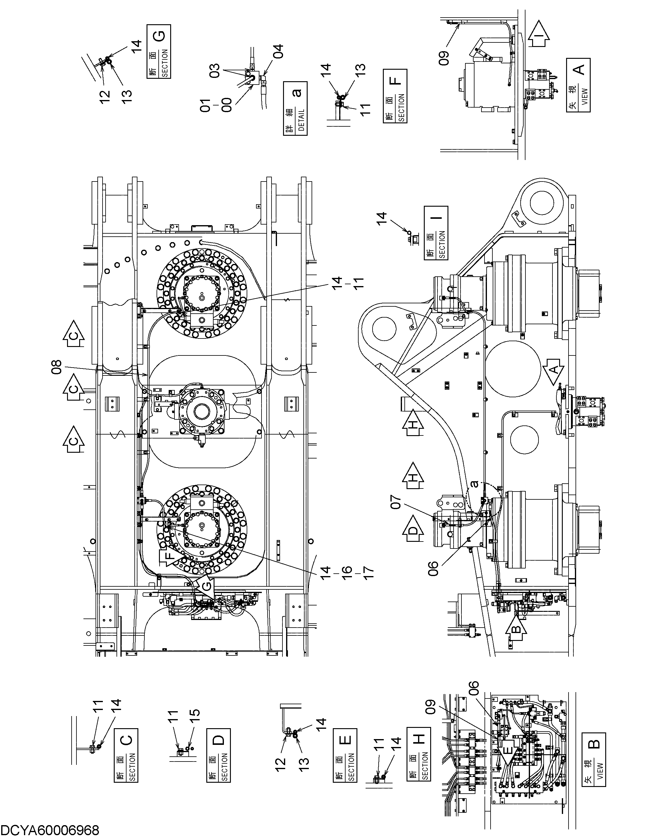 Схема PILOT PIPING (SWING,TRAVEL) HITACHI EX1900-6