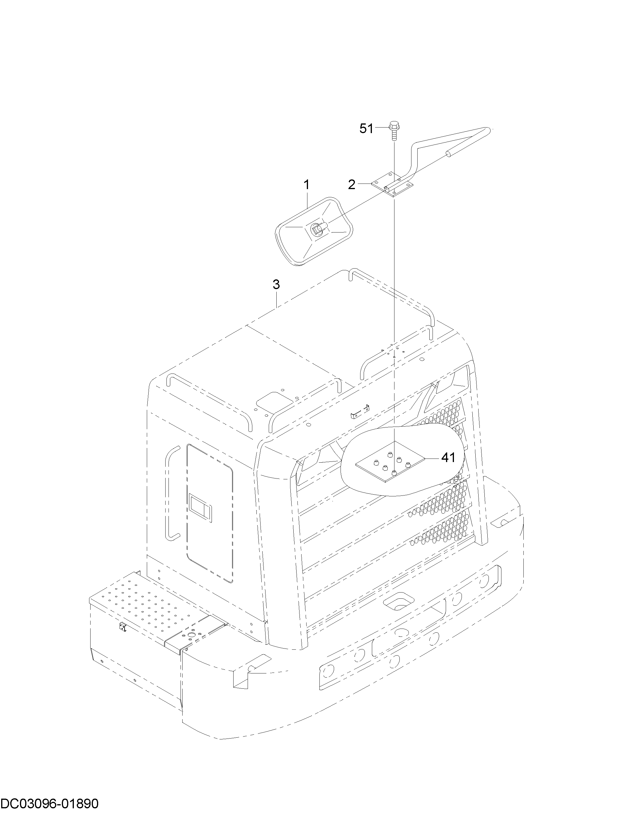 Схема Зеркало крепление (нижний) HITACHI ZW550