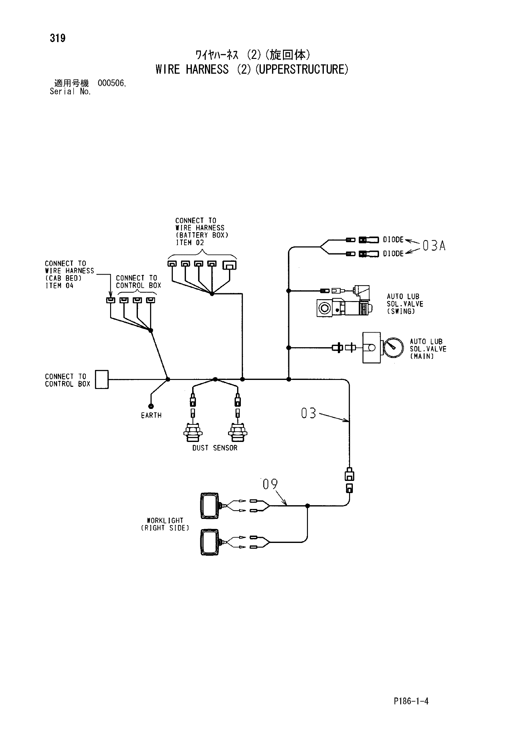 Схема Провод жгут проводов (2)(верхняя платформа) HITACHI EX2500-5
