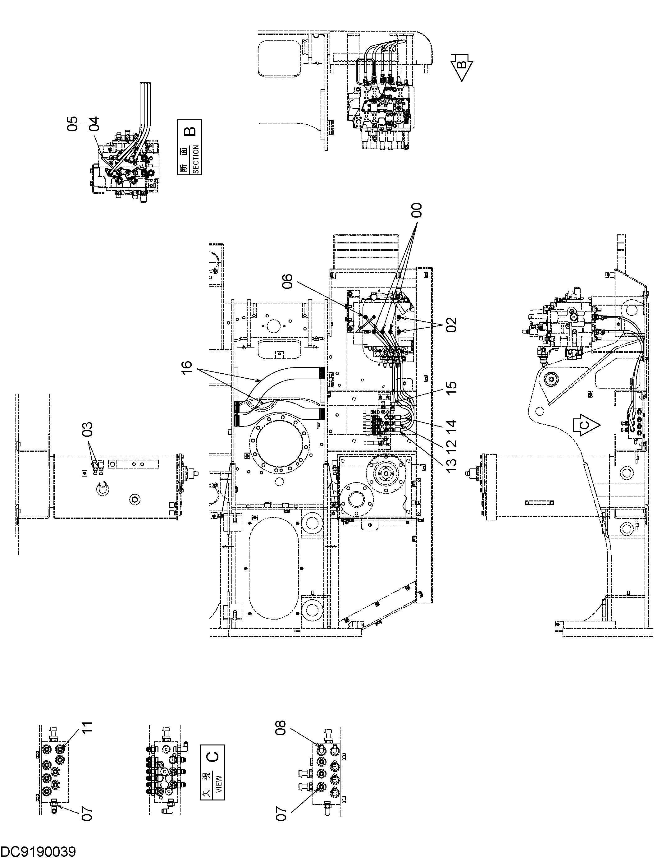 Схема Пилотные гидролинии (5-2) HITACHI EX90L-5