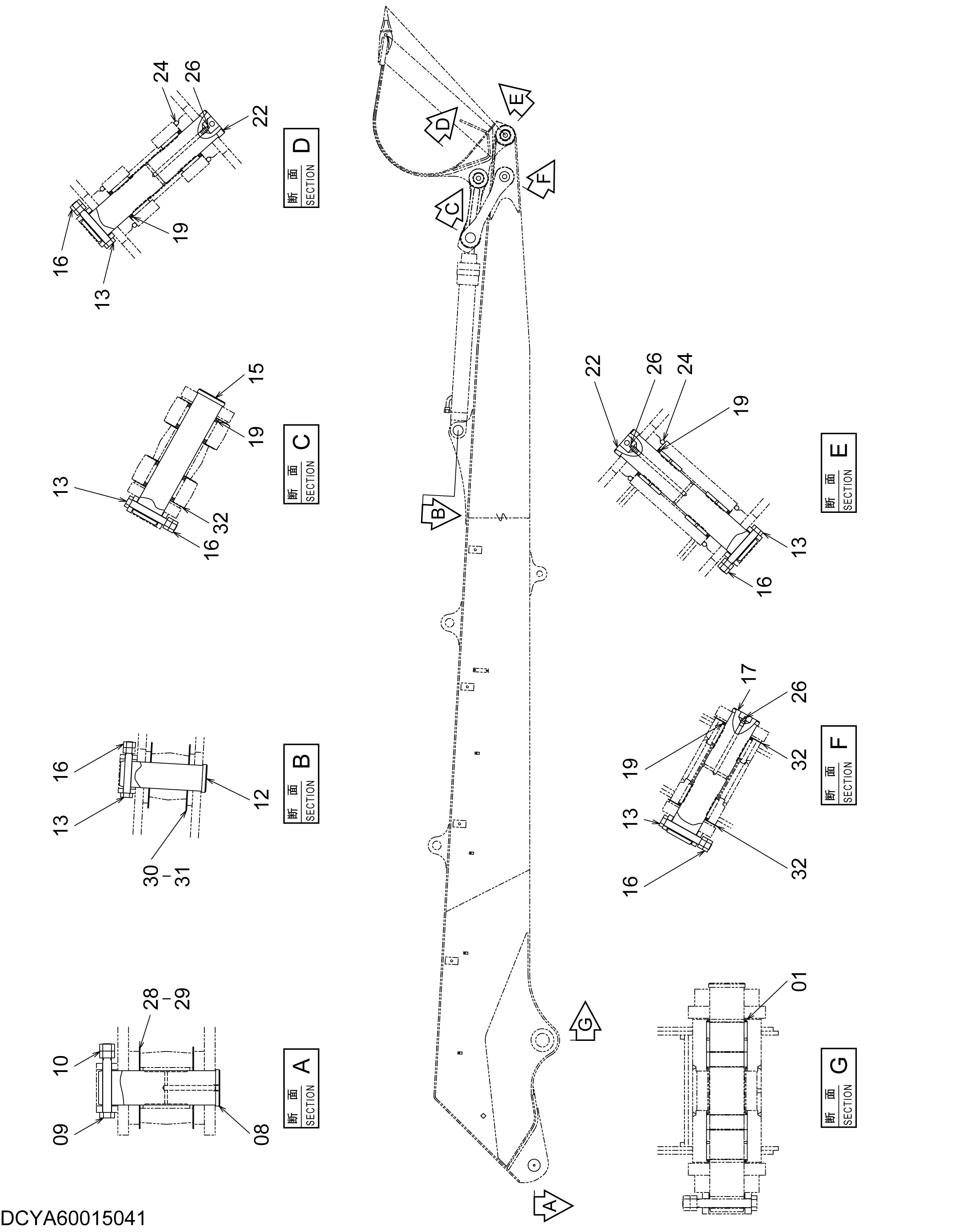 Схема Рукоять детали HITACHI ZX200-5G