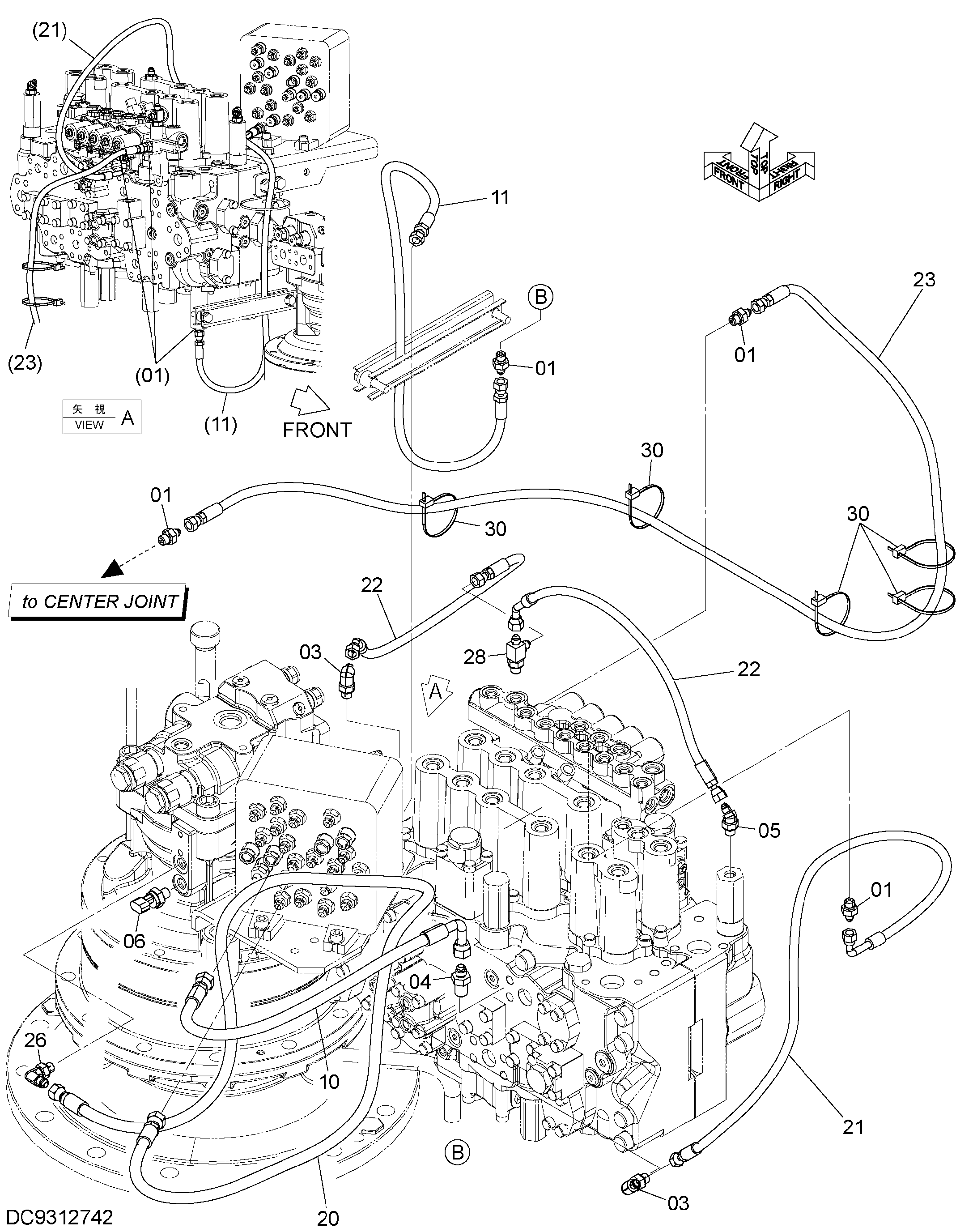 Схема Пилотные гидролинии (3) HITACHI ZX290LC-5B