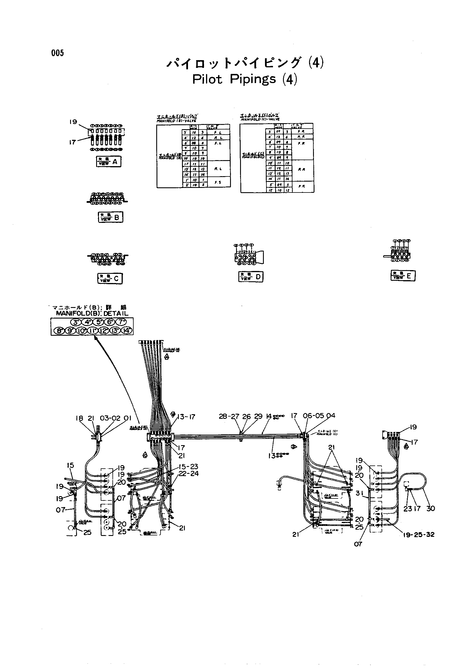 Схема Пилотные гидролинии (4)<экскаватор> HITACHI UH801