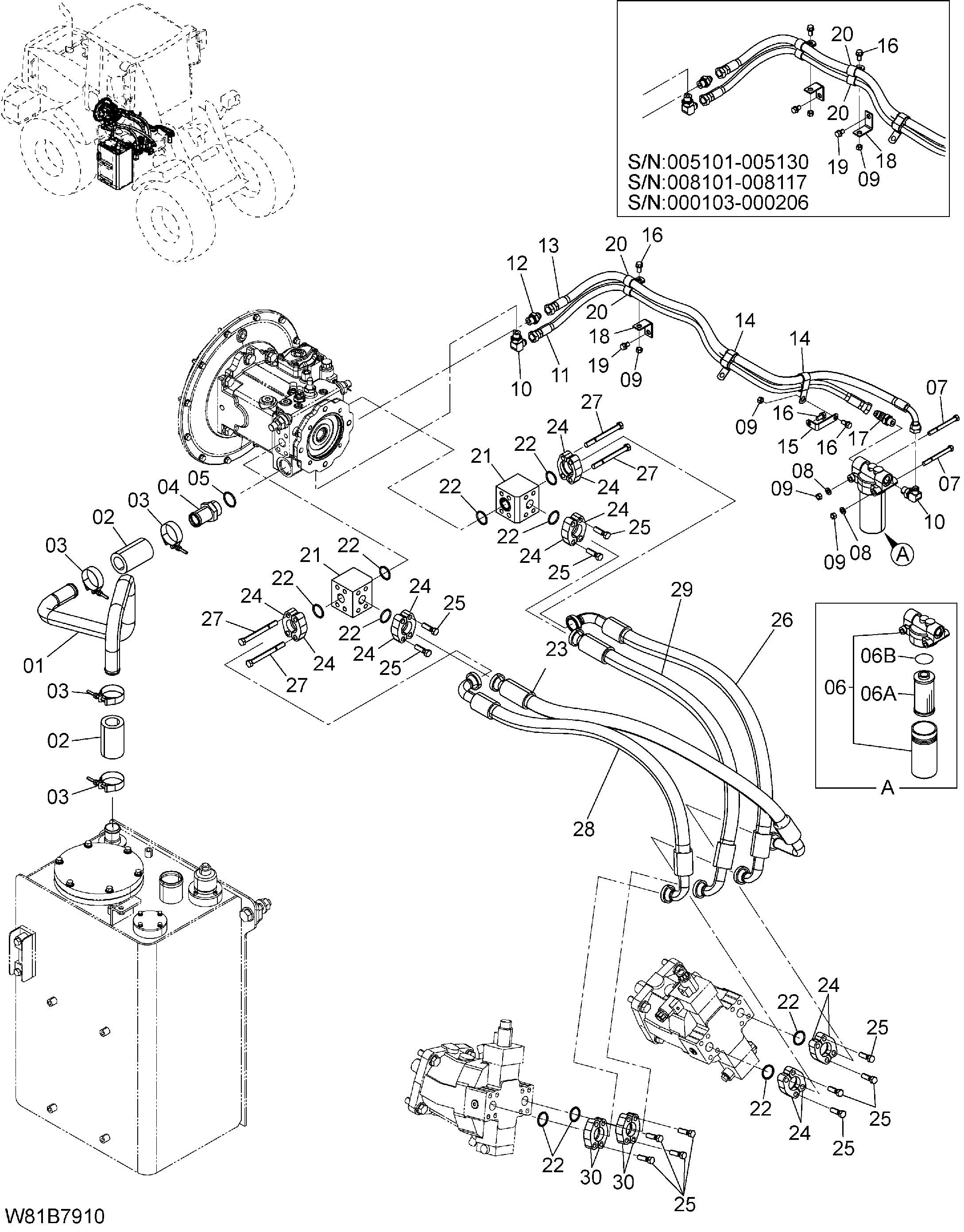 Схема HST трубопроводы(1) HITACHI ZW150