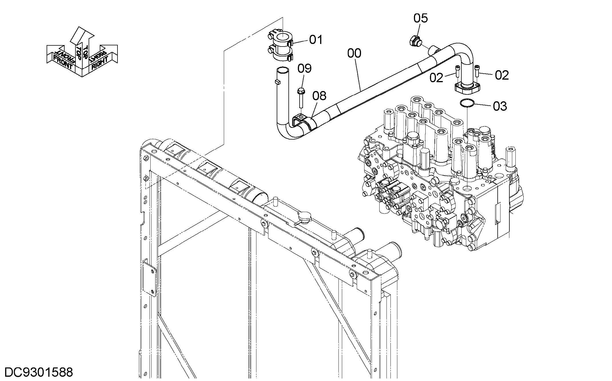 Схема Обратные трубопроводы (2) HITACHI ZX250LCN-5B