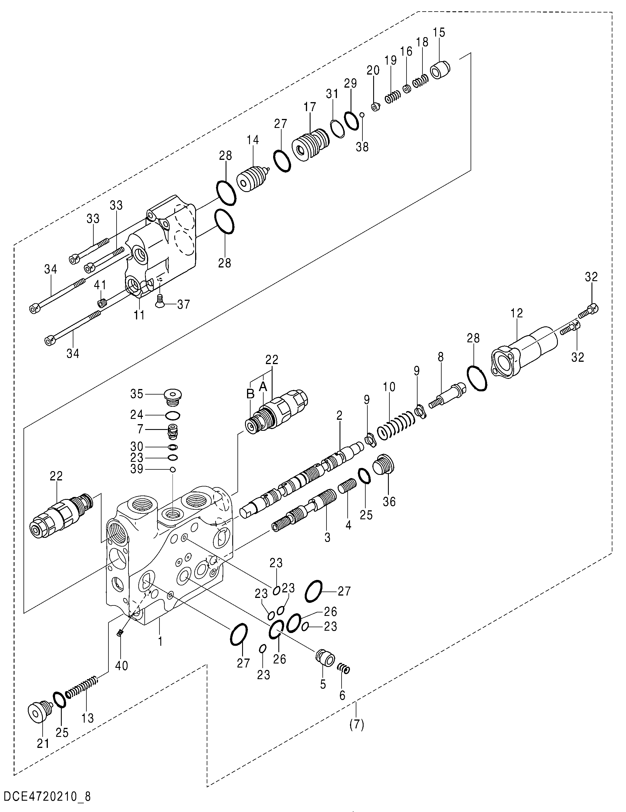 Схема Золотник секция (стрела) HITACHI ZX40U-5A