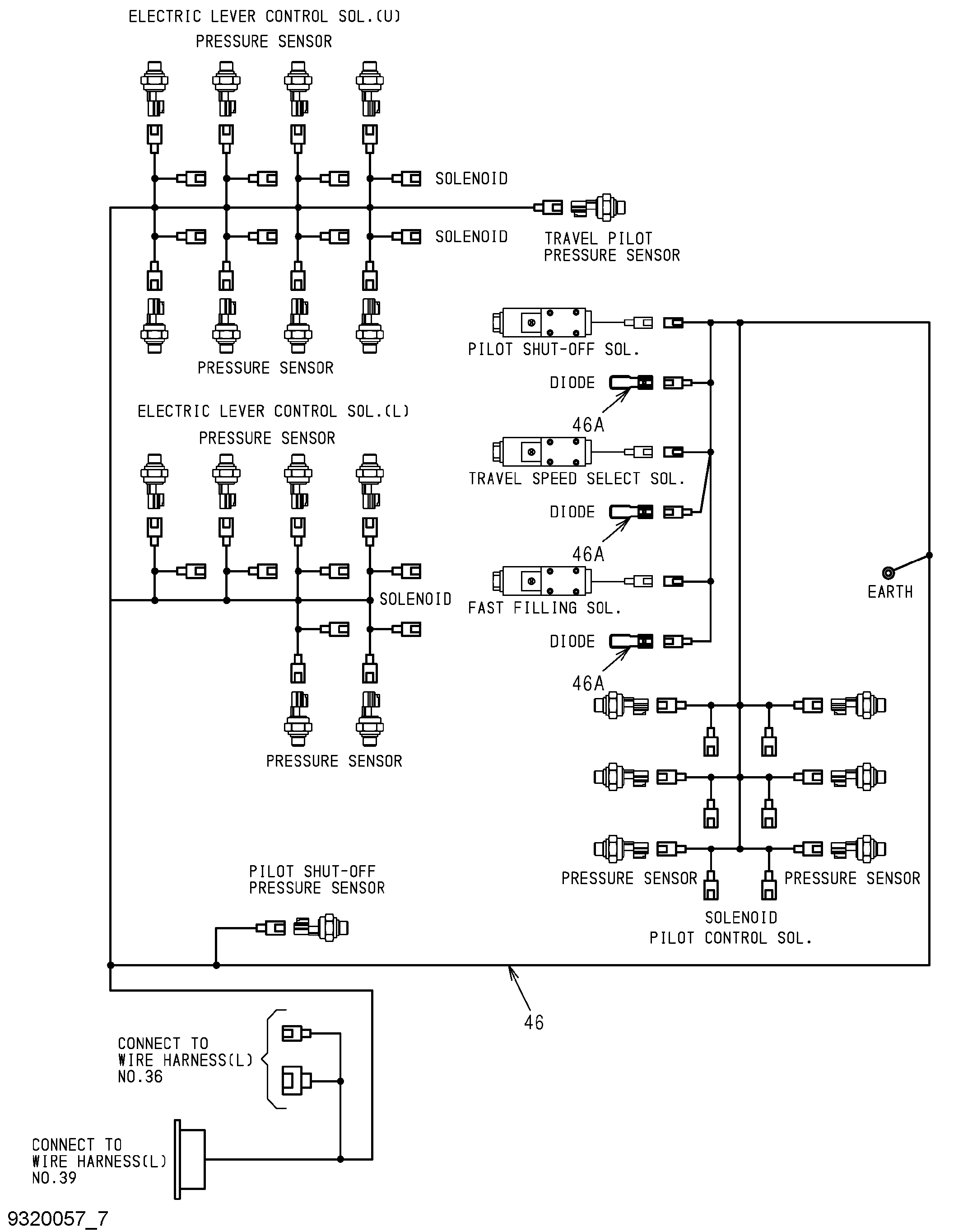 Схема Провод жгут проводов (левый)(7)(пилотный панель) HITACHI EX5600-6BH