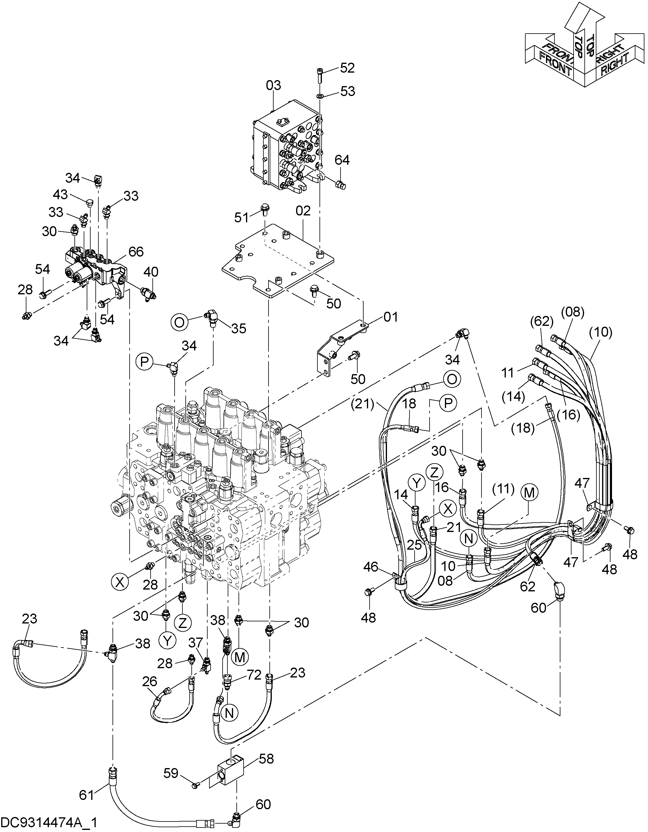 Схема Пилотные гидролинии (2-1) HITACHI ZX870-5G