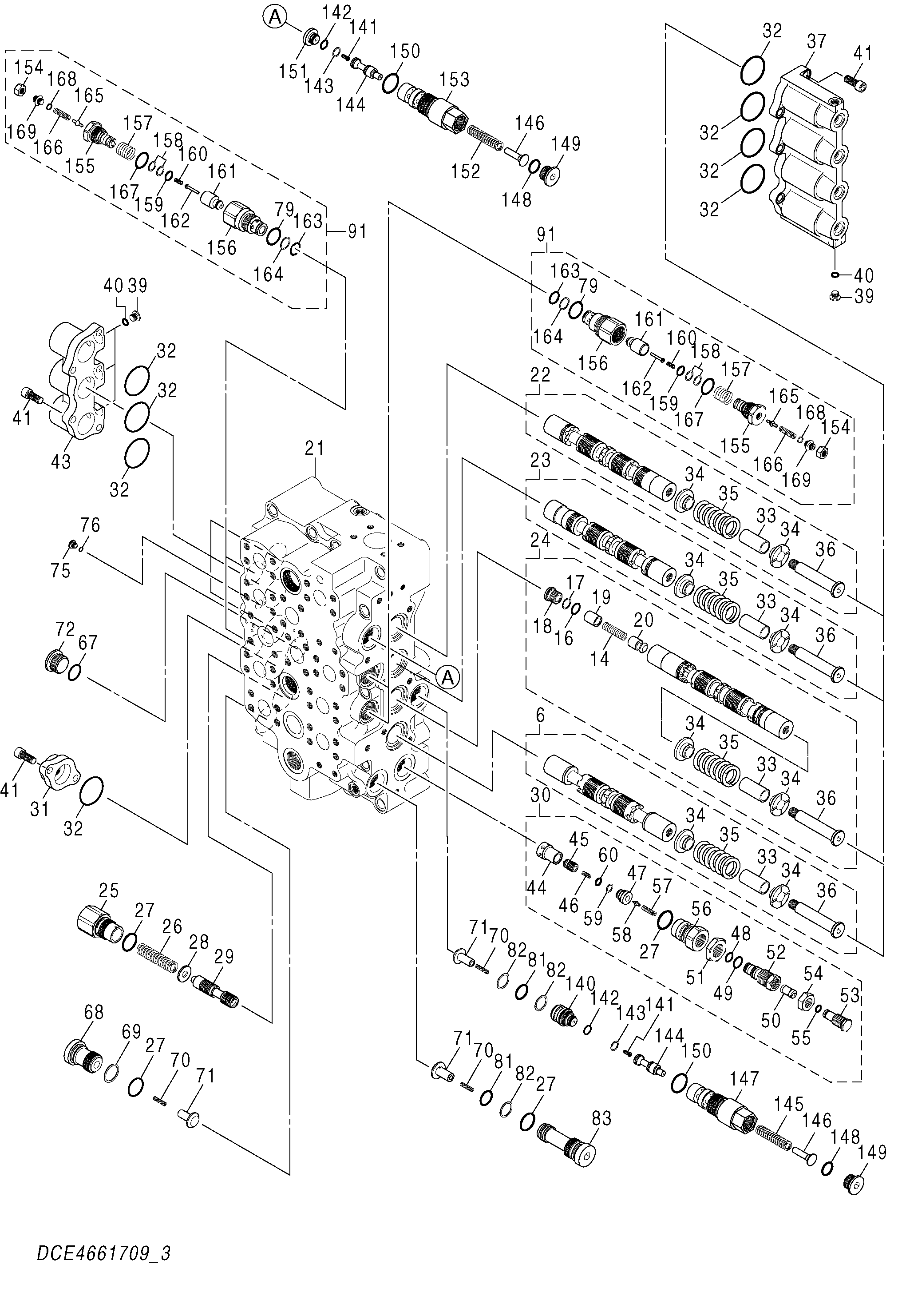Схема Гидрораспределитель (3/4) HITACHI ZX500LC-3F