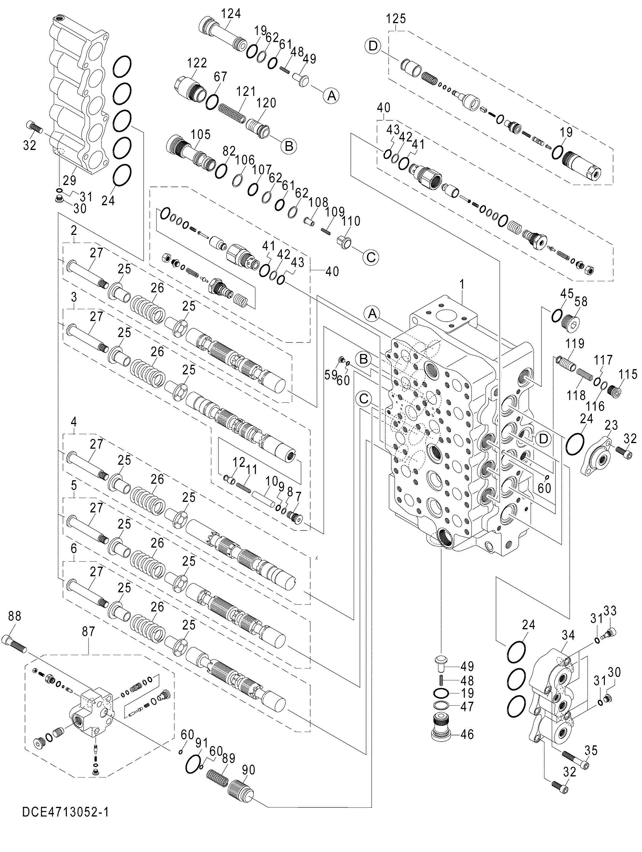 Схема Гидрораспределитель (1/4) HITACHI ZX670LC-5B