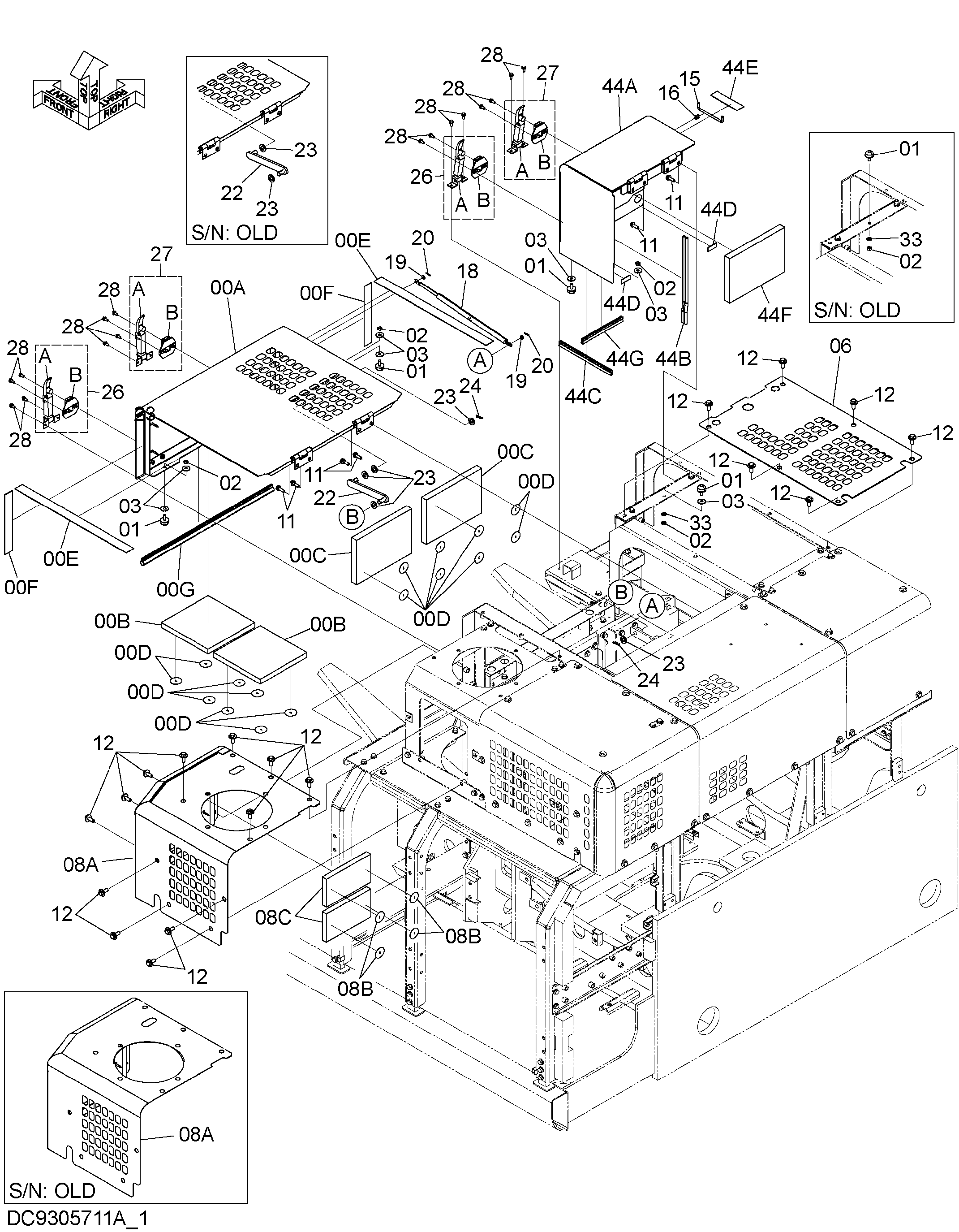 Схема Крышка двигателя (1) HITACHI ZX470LC-5B
