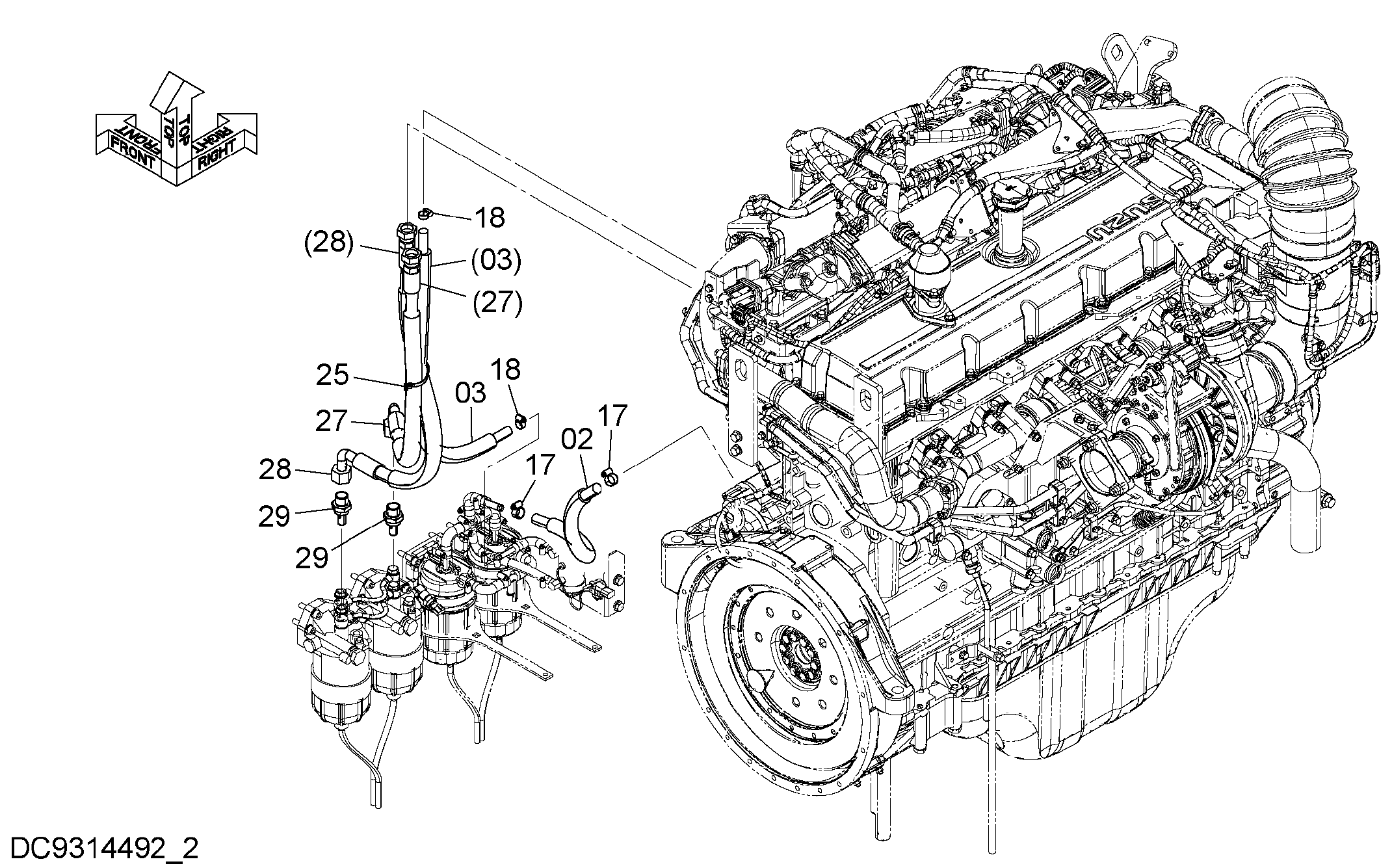 Схема Топливные трубопроводы (2) HITACHI ZX670LC-5B