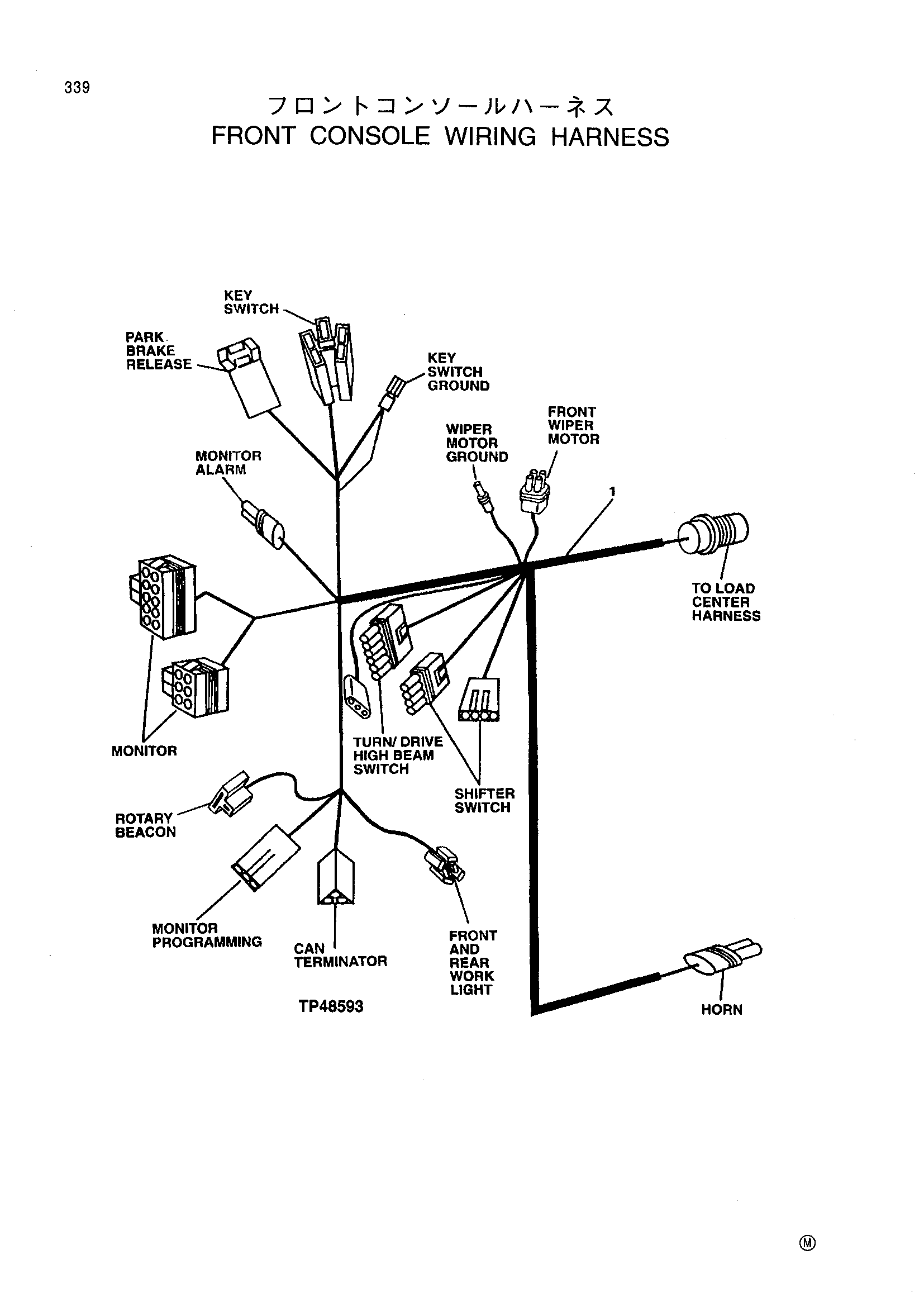 Схема Передний консоль жгут проводов HITACHI LX100-5