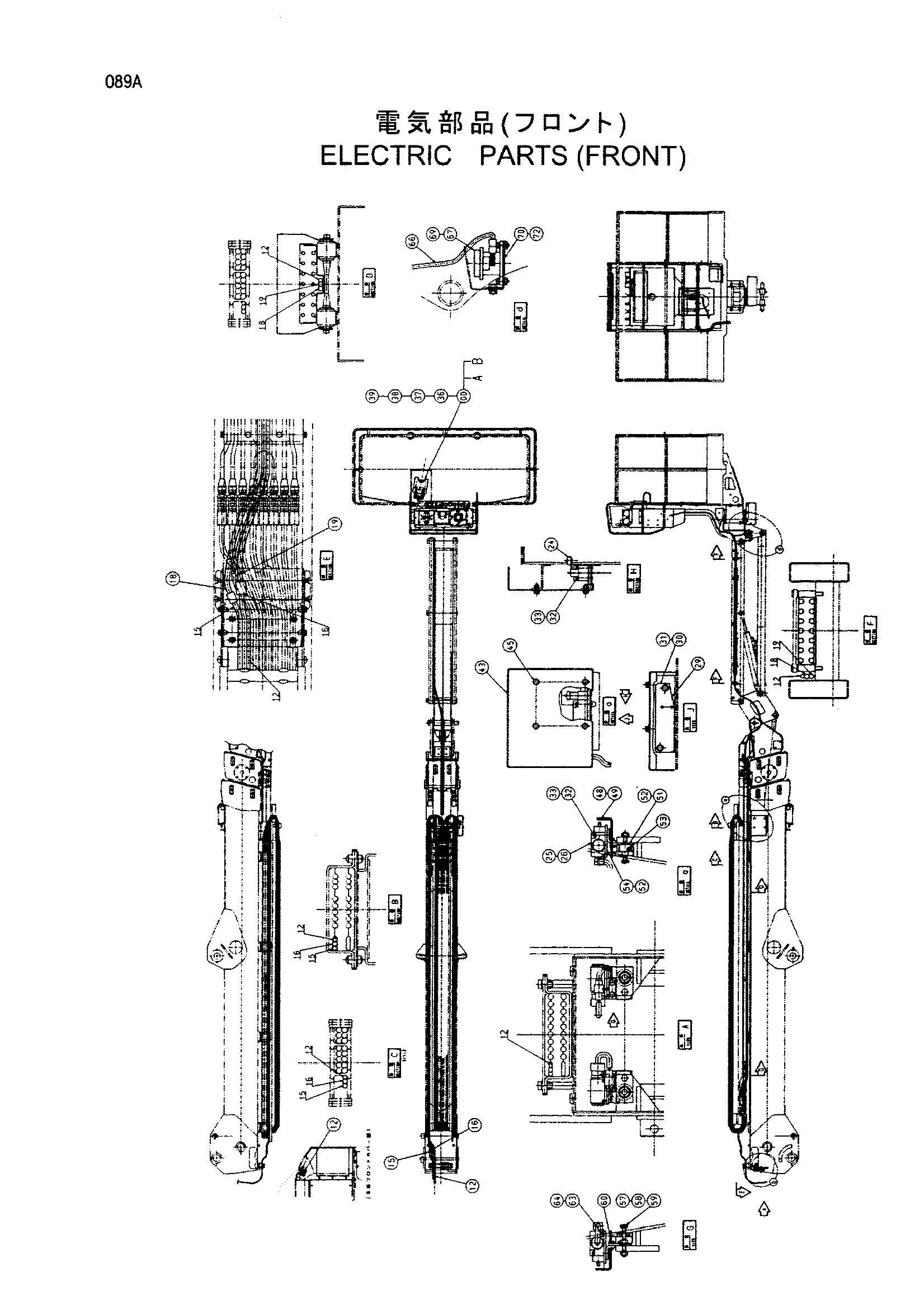 Схема Электрооборудование (передний) HITACHI HX140B