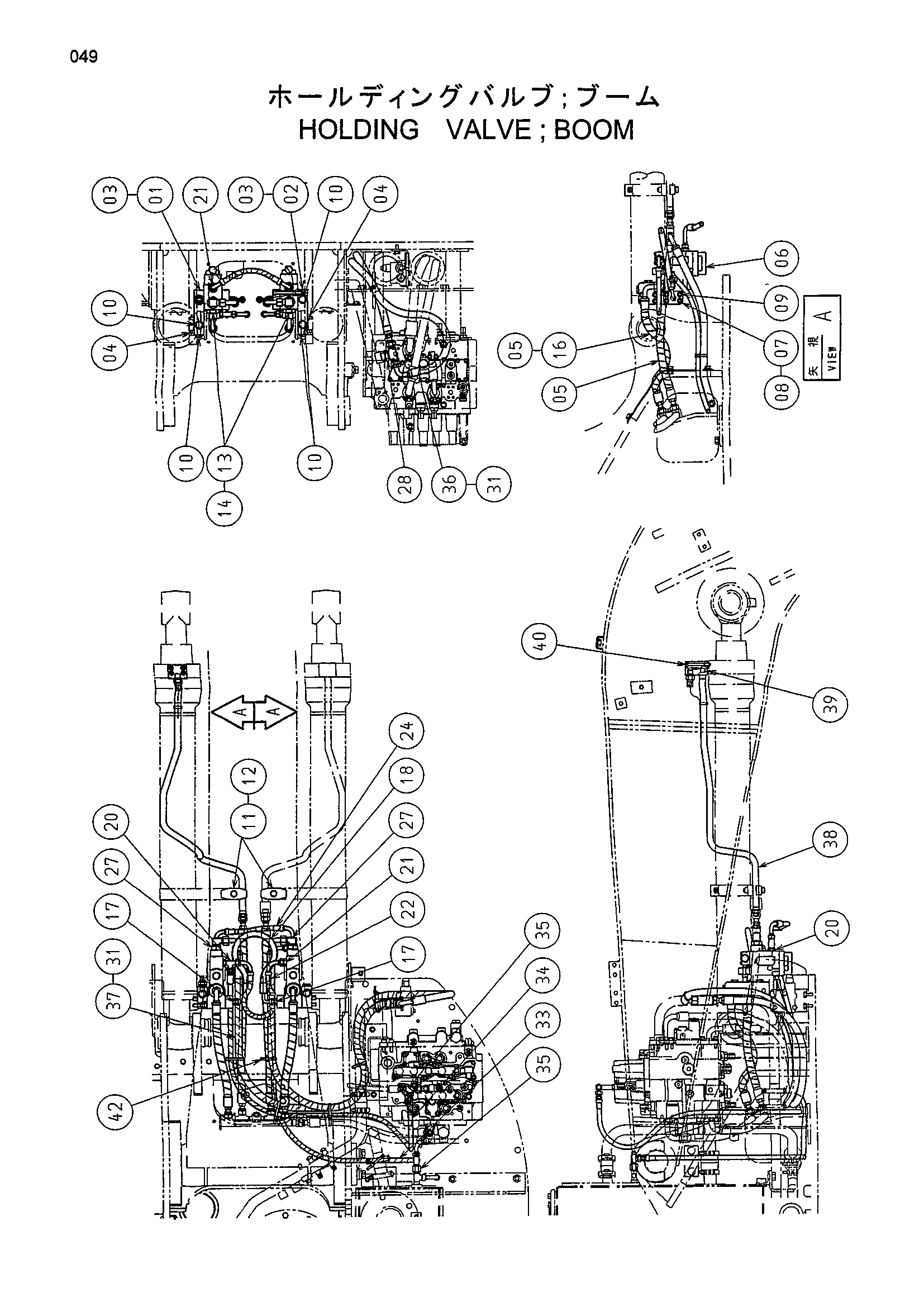 Схема Удерживающий клапан стрела HITACHI EX135US-5