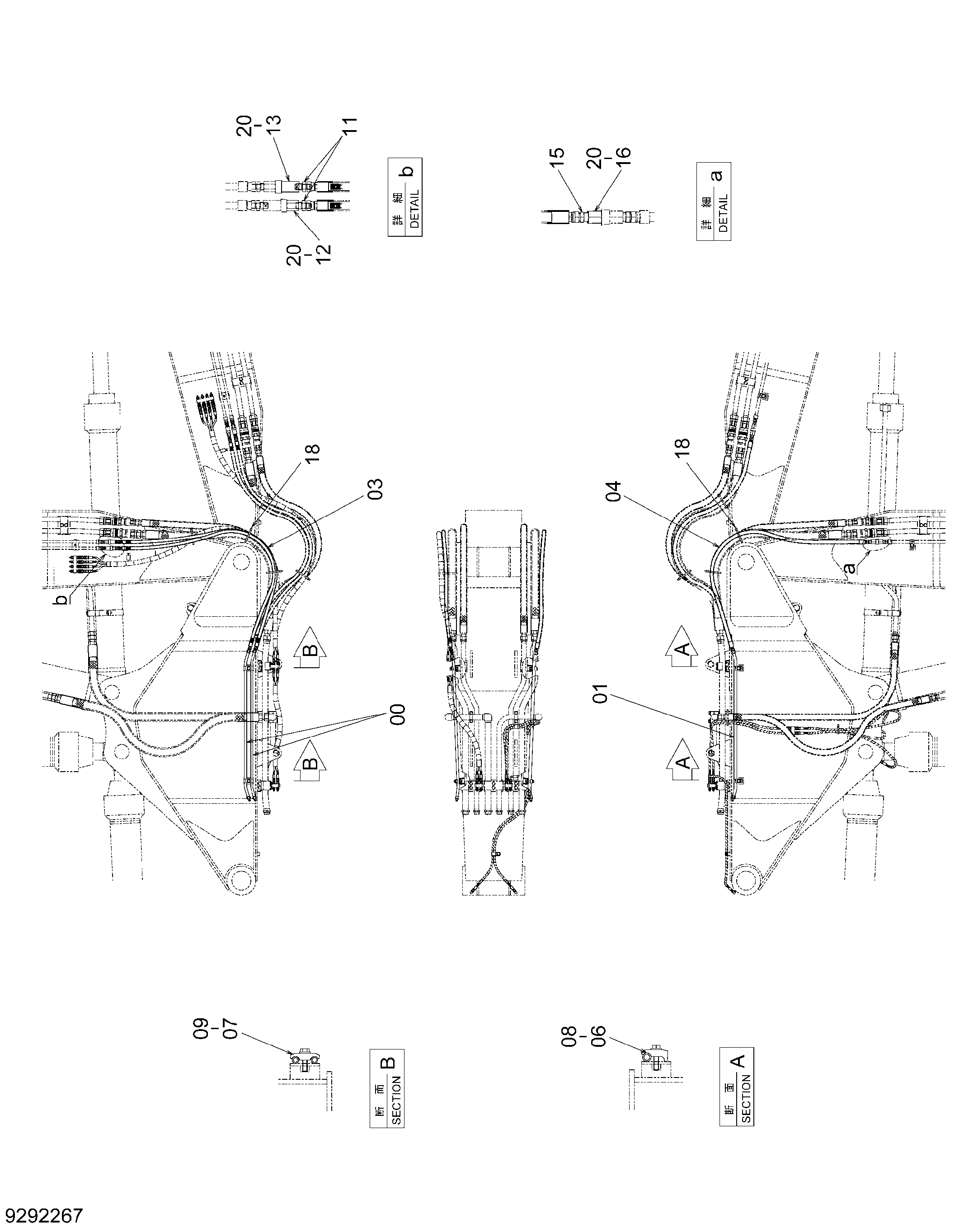 Схема Поворот трубопроводы (2.4m средний рукоять)[EU] HITACHI ZX470H-3