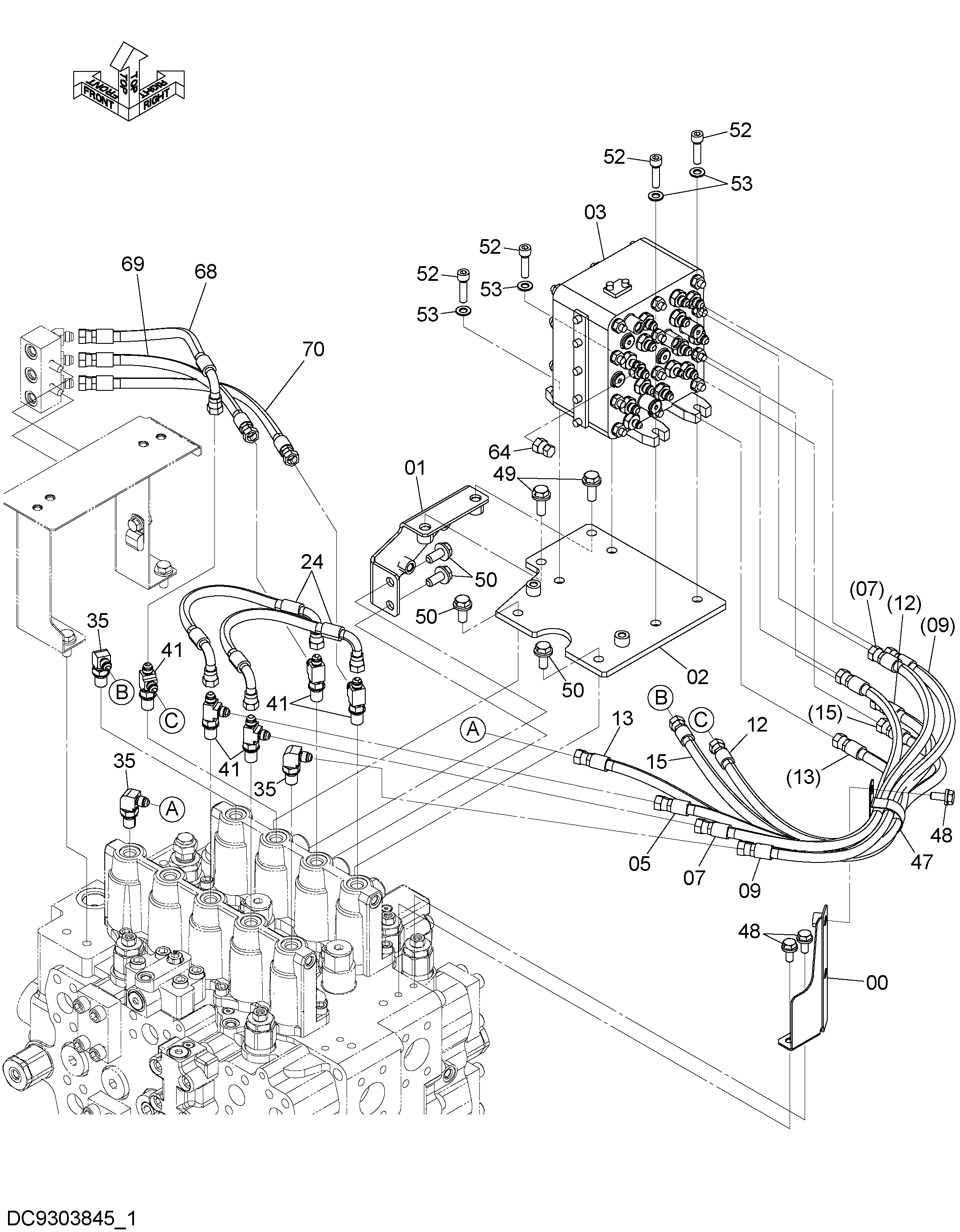 Схема Пилотные гидролинии (2-1) HITACHI ZX470LCH-5B