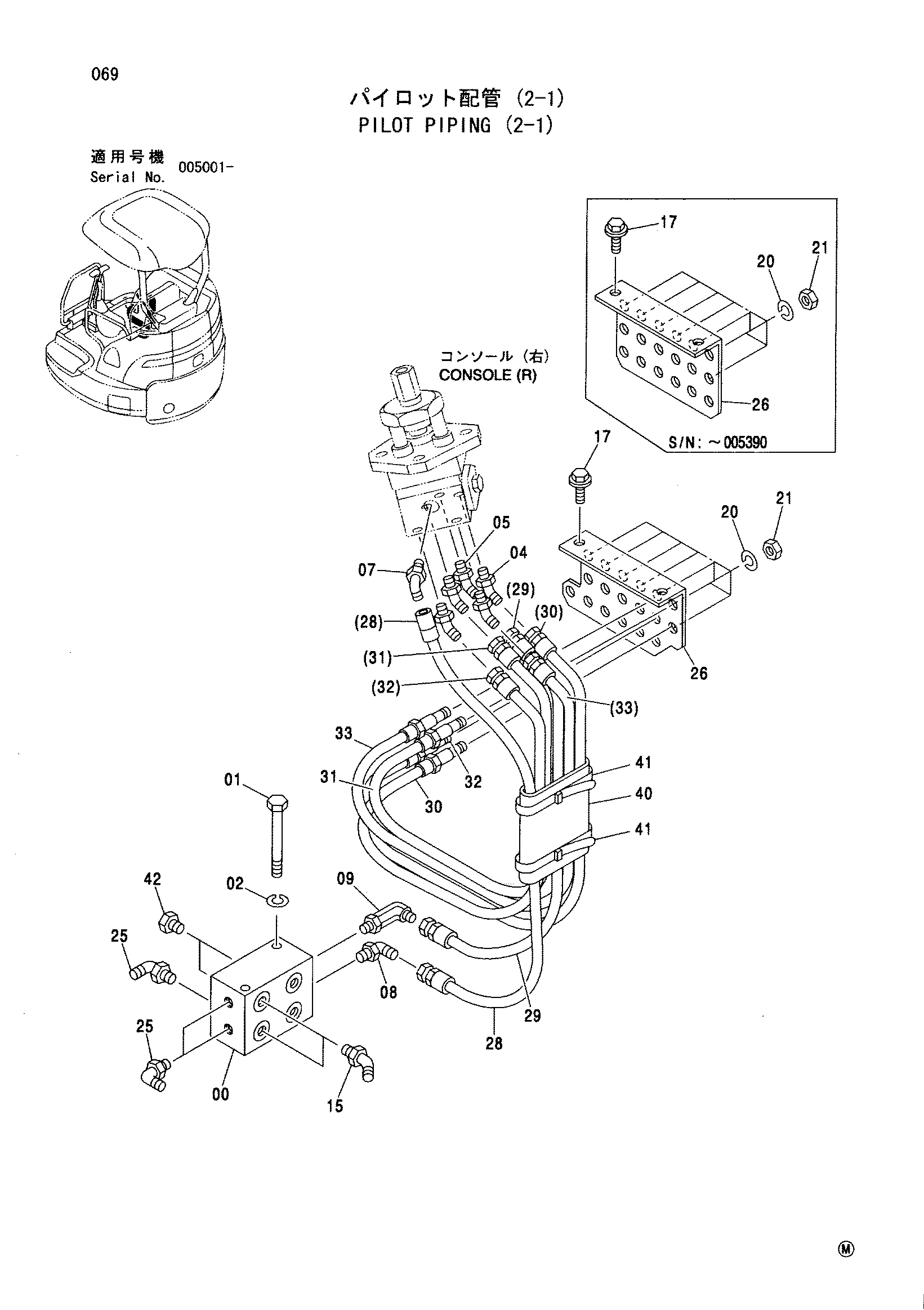 Схема Пилотные гидролинии (2-1) HITACHI ZX27U