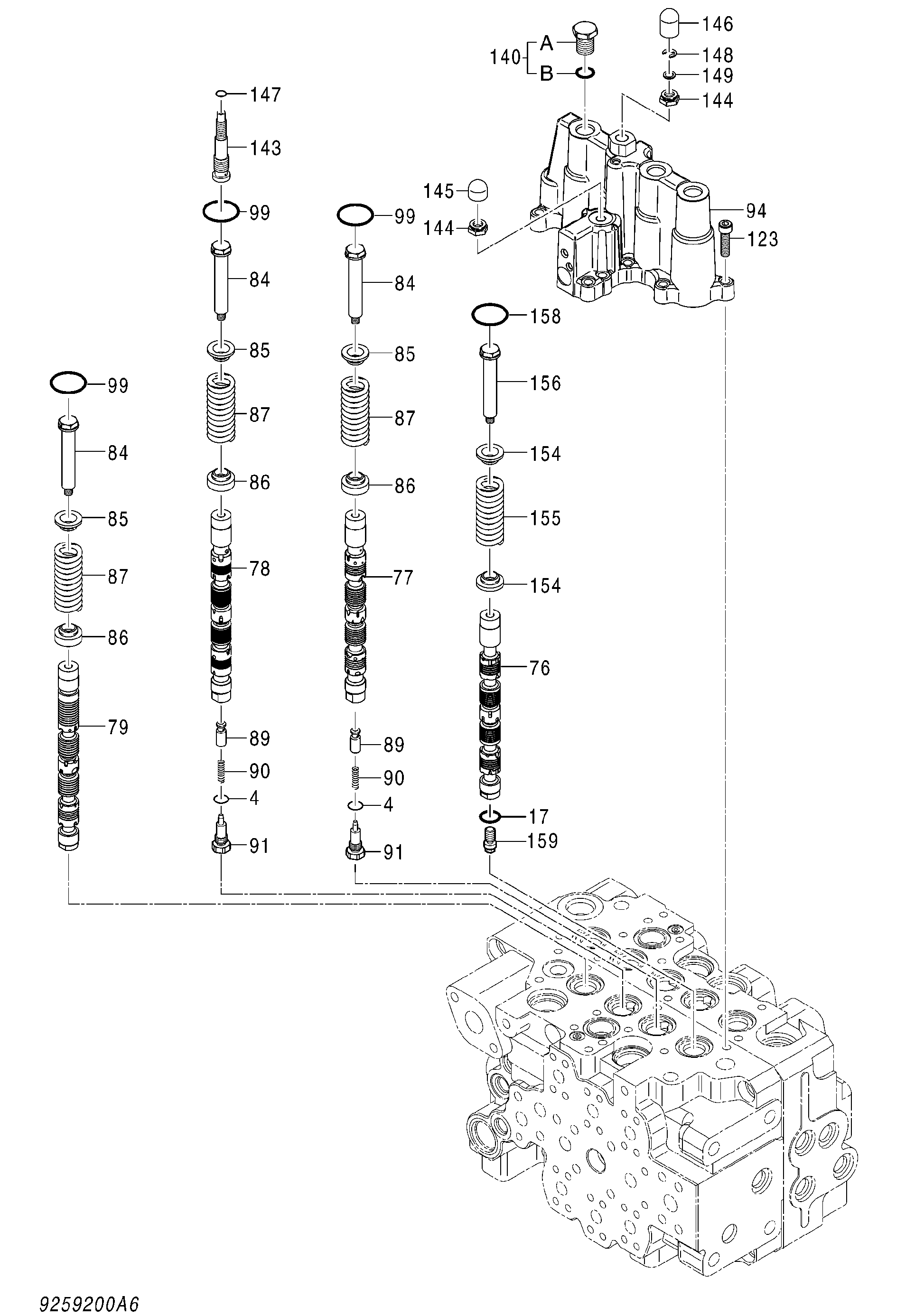 Схема Гидрораспределитель (6/8) HITACHI ZX140W-3
