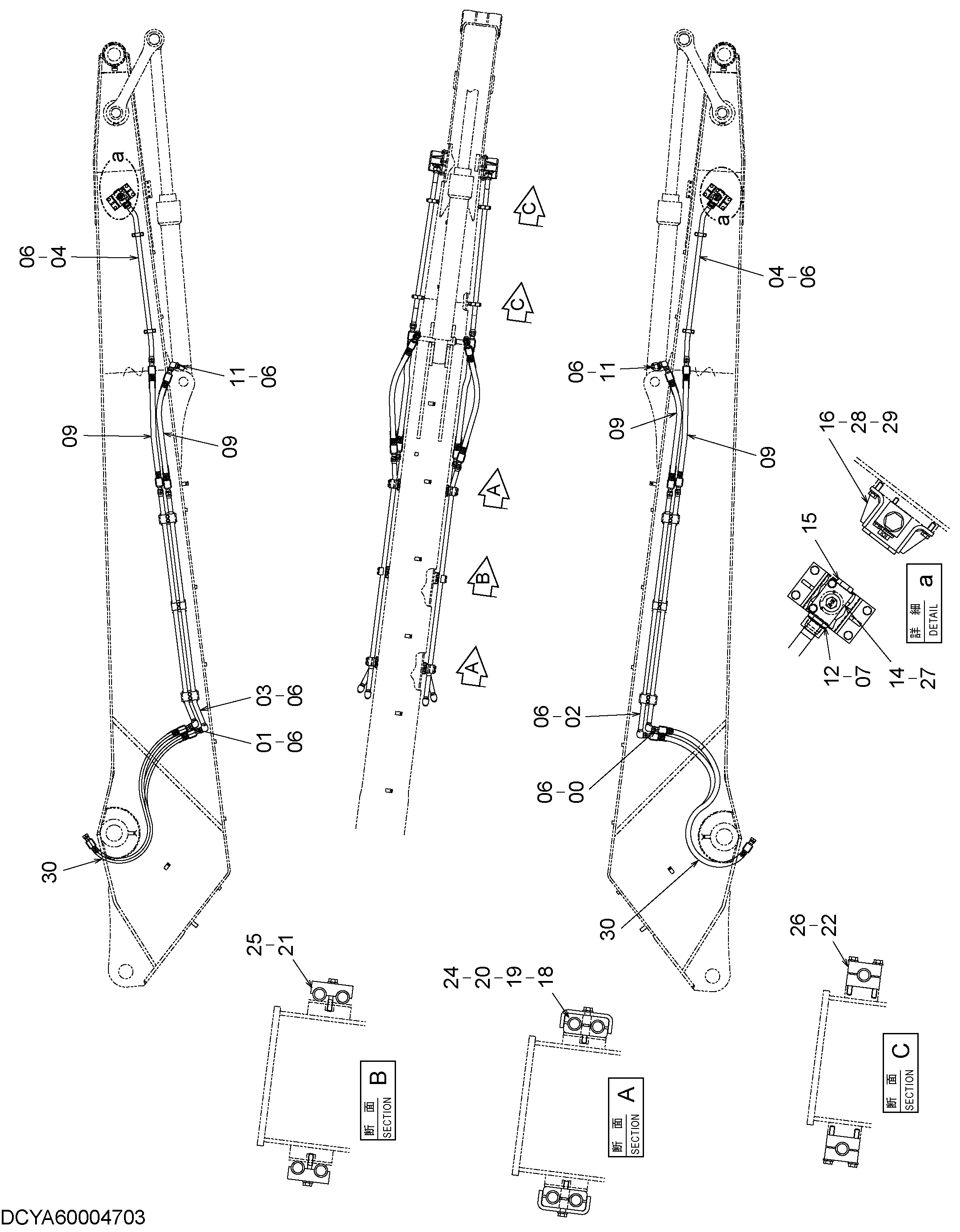 Схема Рукоять трубопроводы HITACHI ZX330-3G