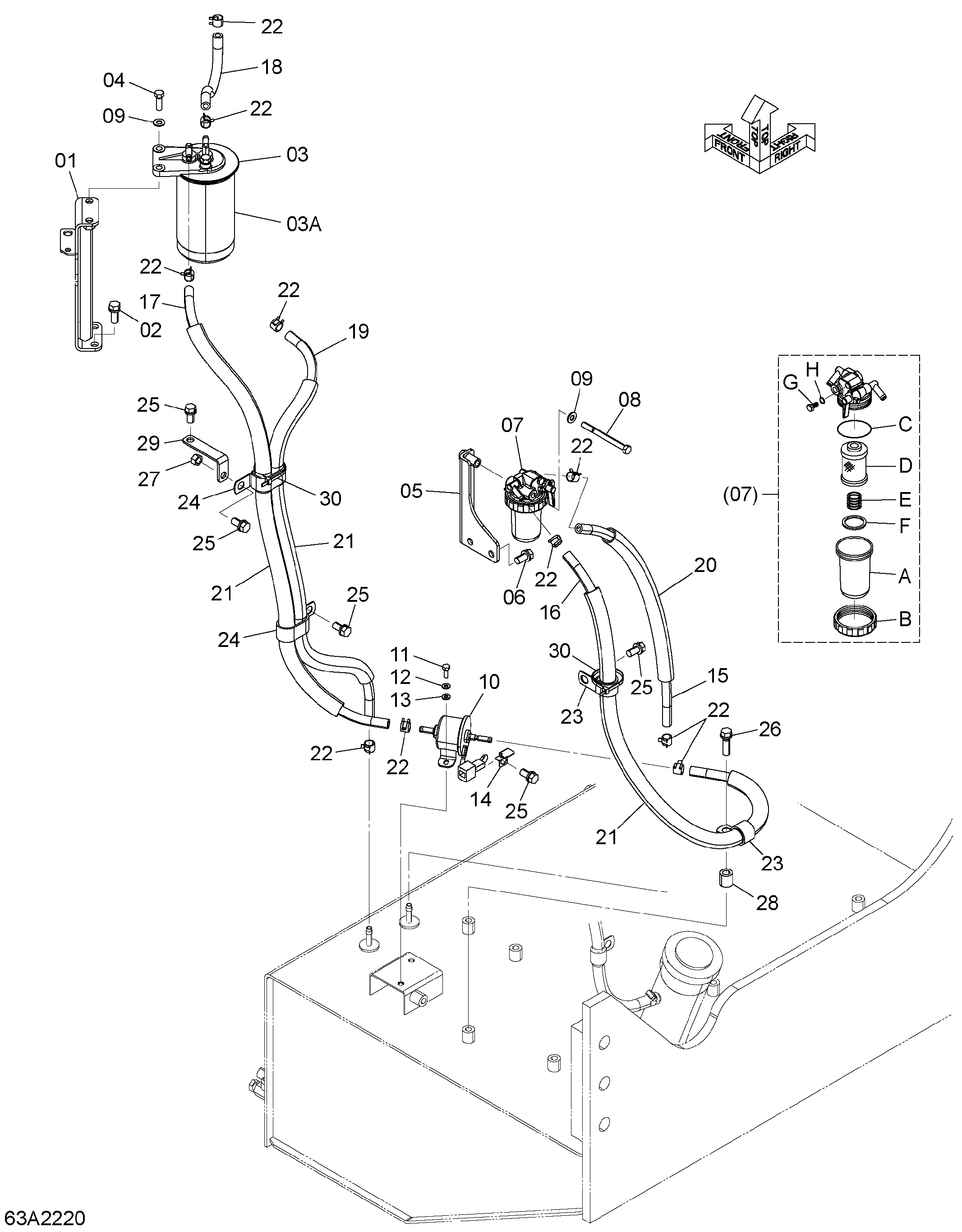 Схема Топливные трубопроводы HITACHI ZW100