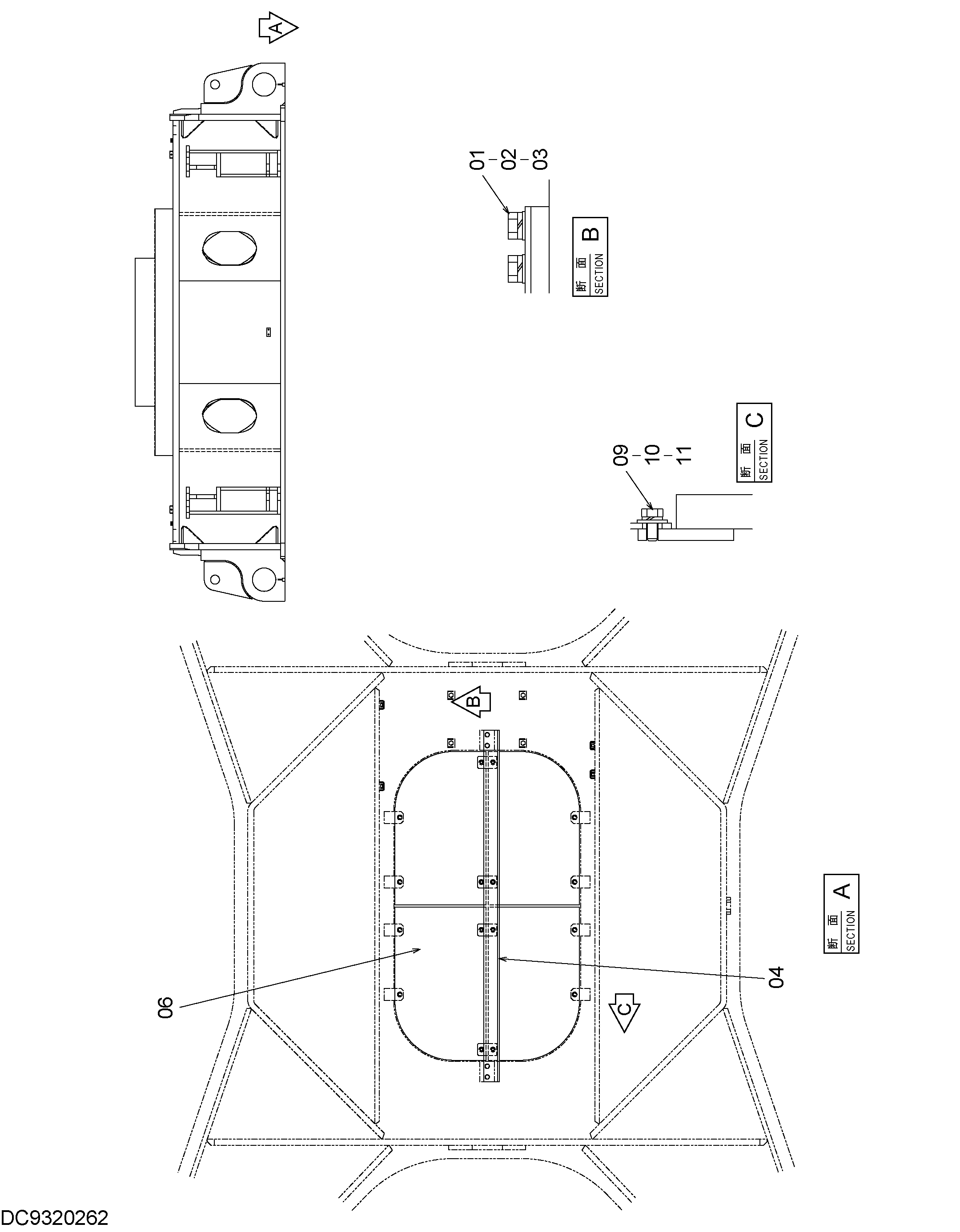 Схема Нижняя защита (гусеница) HITACHI ZX1800K-3