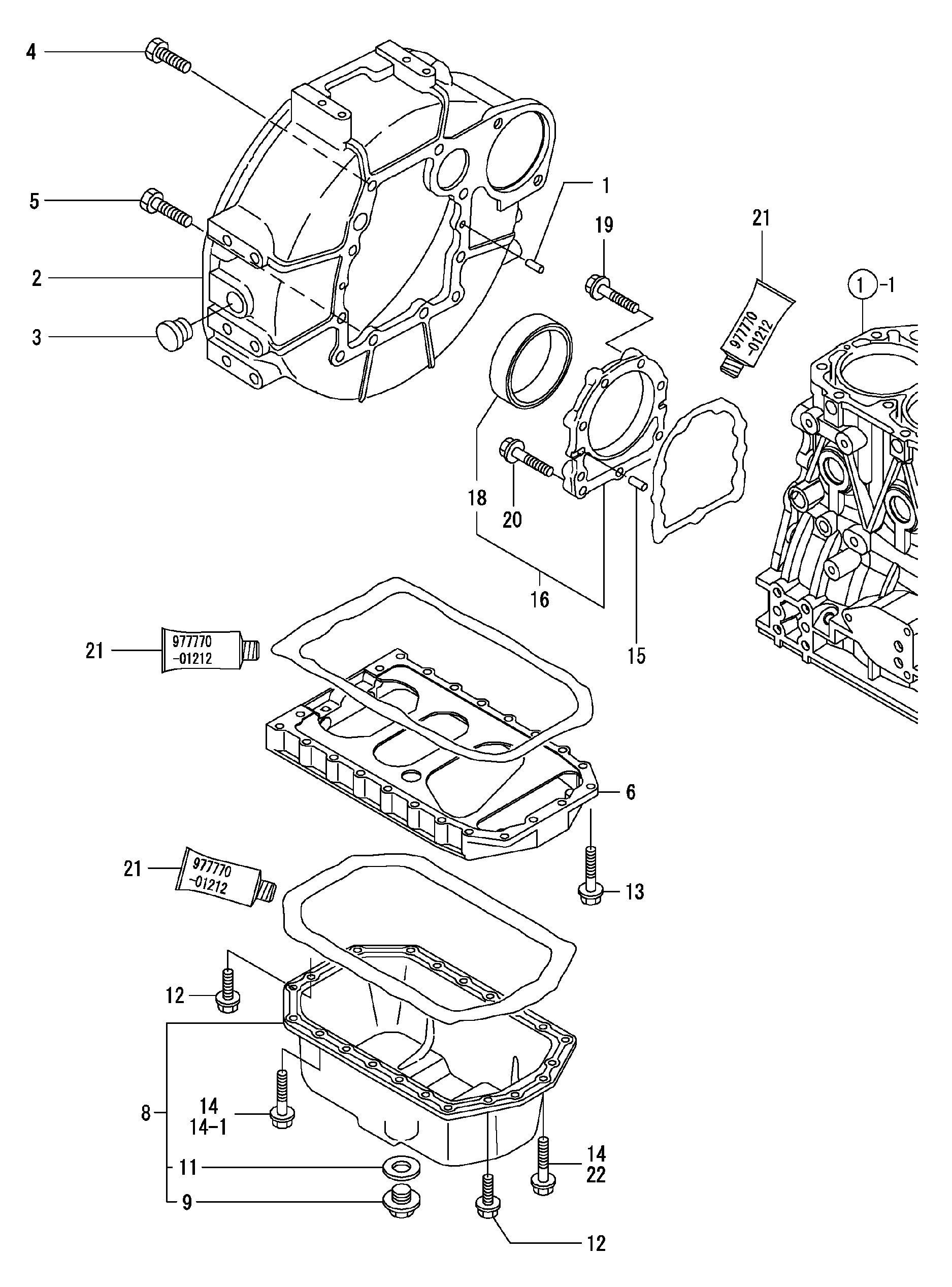 Схема Кожух маховика, масляный сумп HITACHI ZX40UR-2U