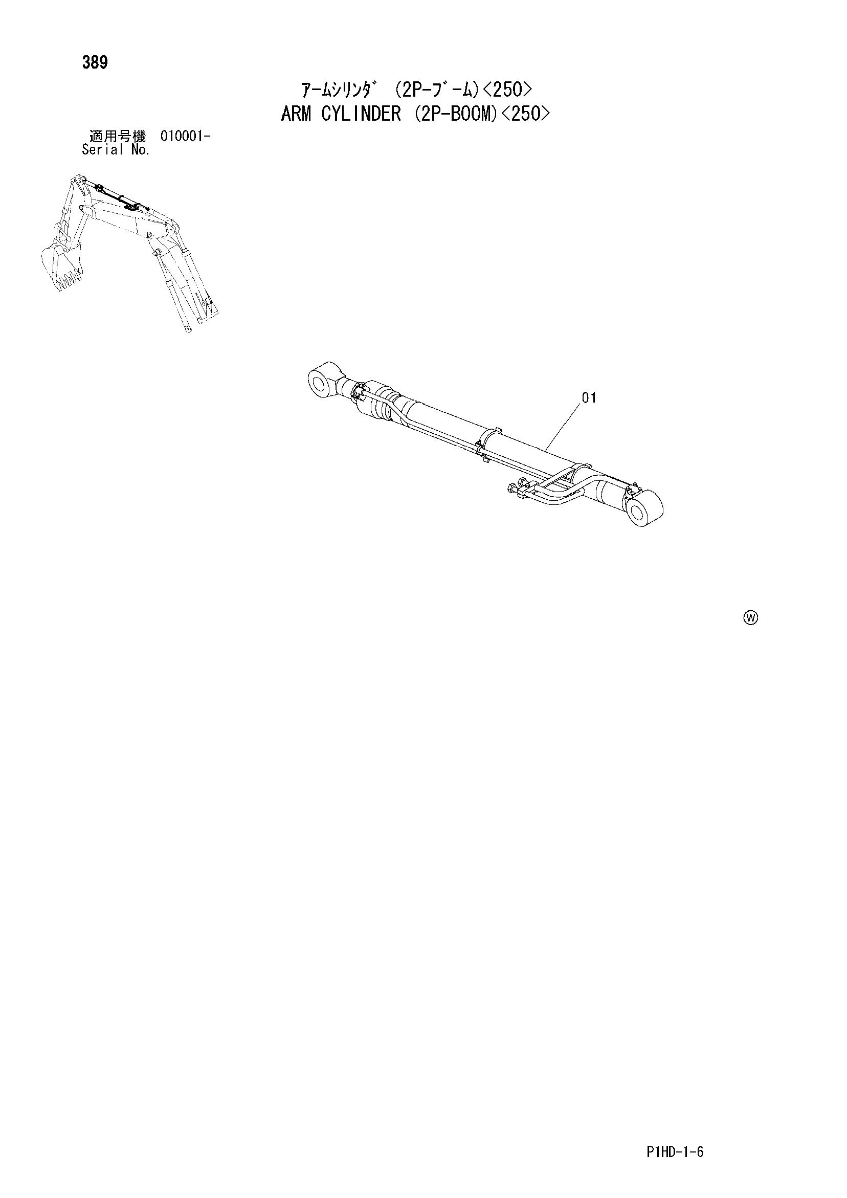 Схема Гидроцилиндр рукояти (2P-BOOM)<250> HITACHI ZX240H