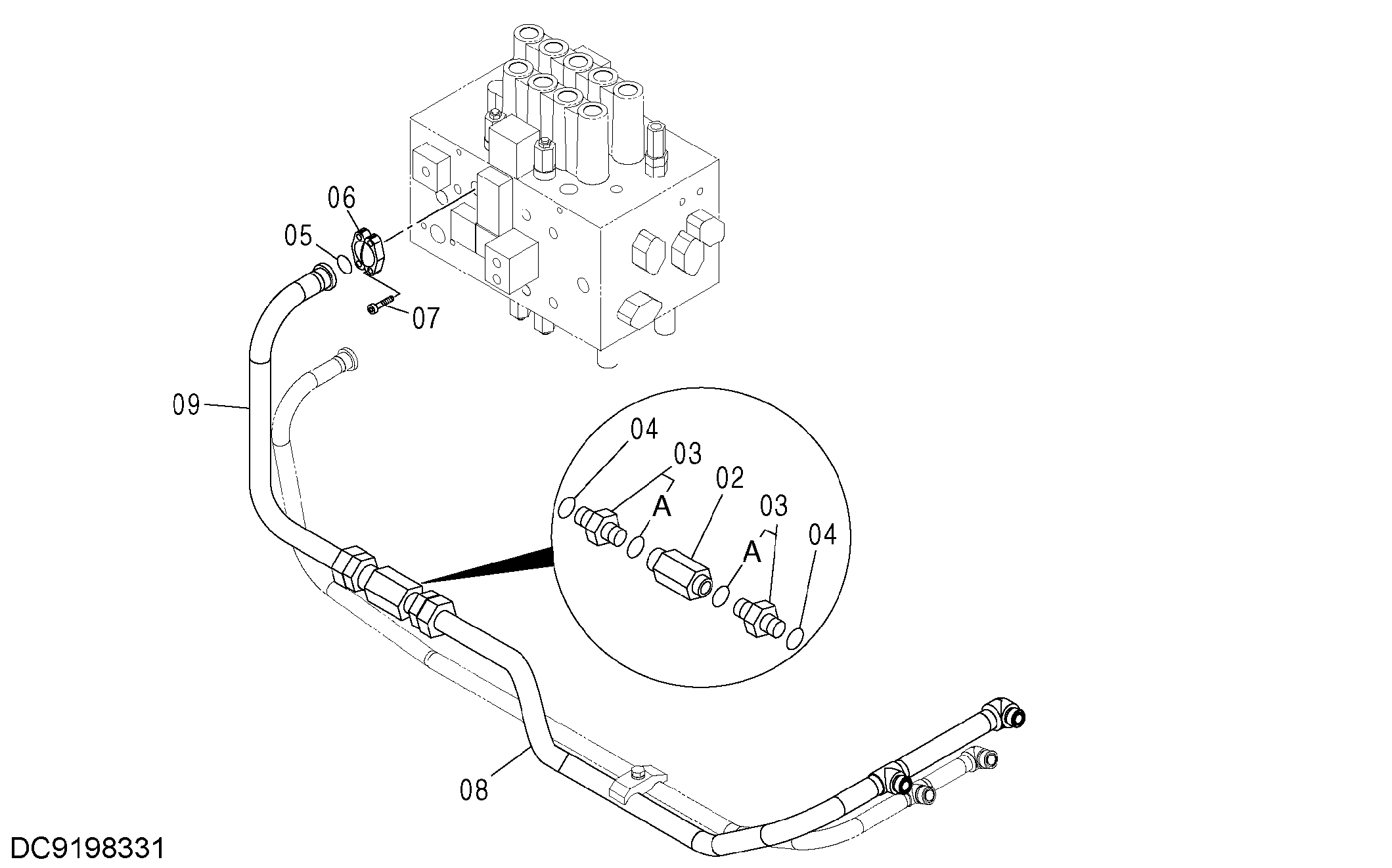 Схема BOOM BOTTOM PIPING (WITH BOOM BOTTOM VALVE) HITACHI MA200-G