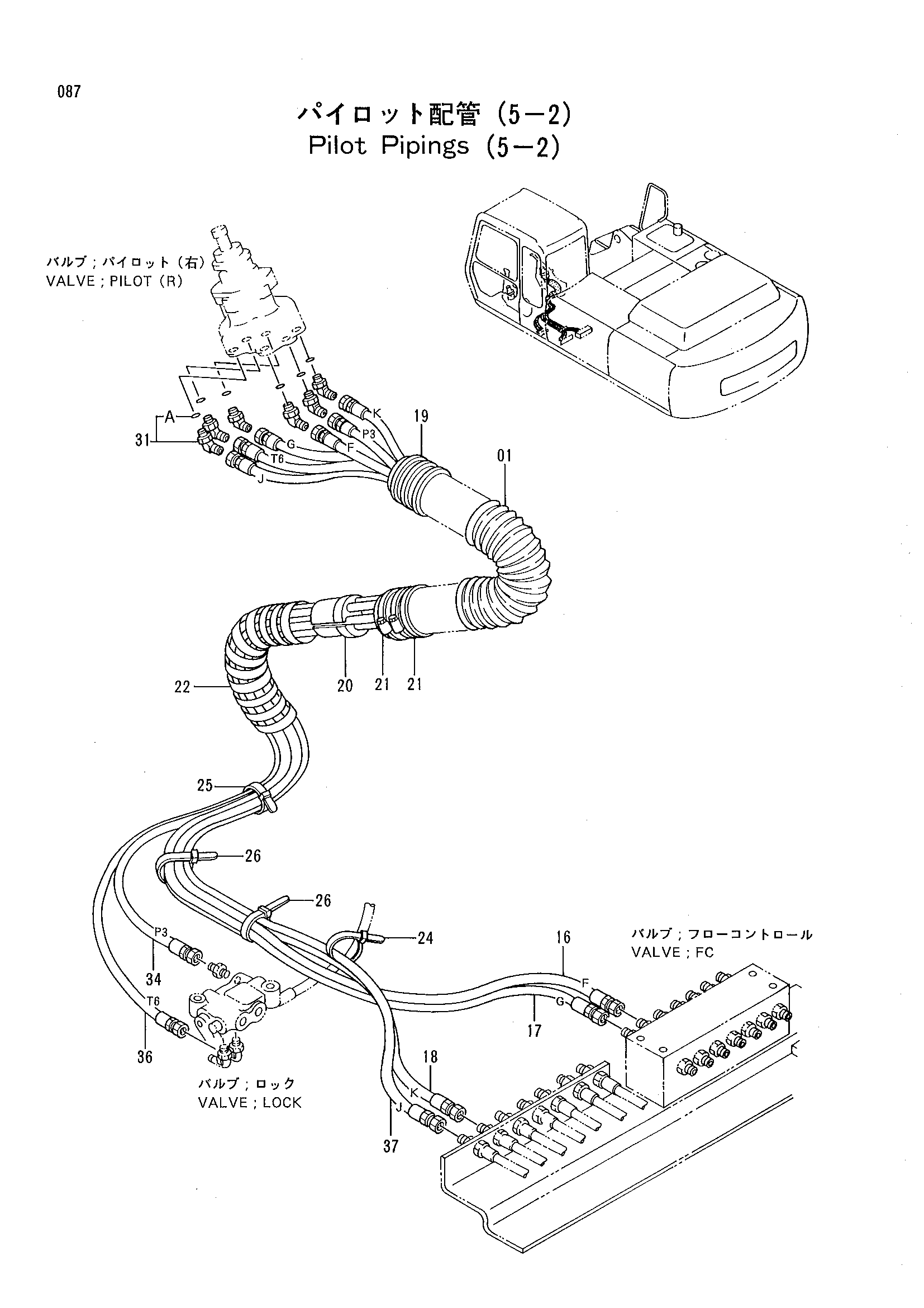 Схема Пилотный трубопроводы (5-2) HITACHI EX300-2