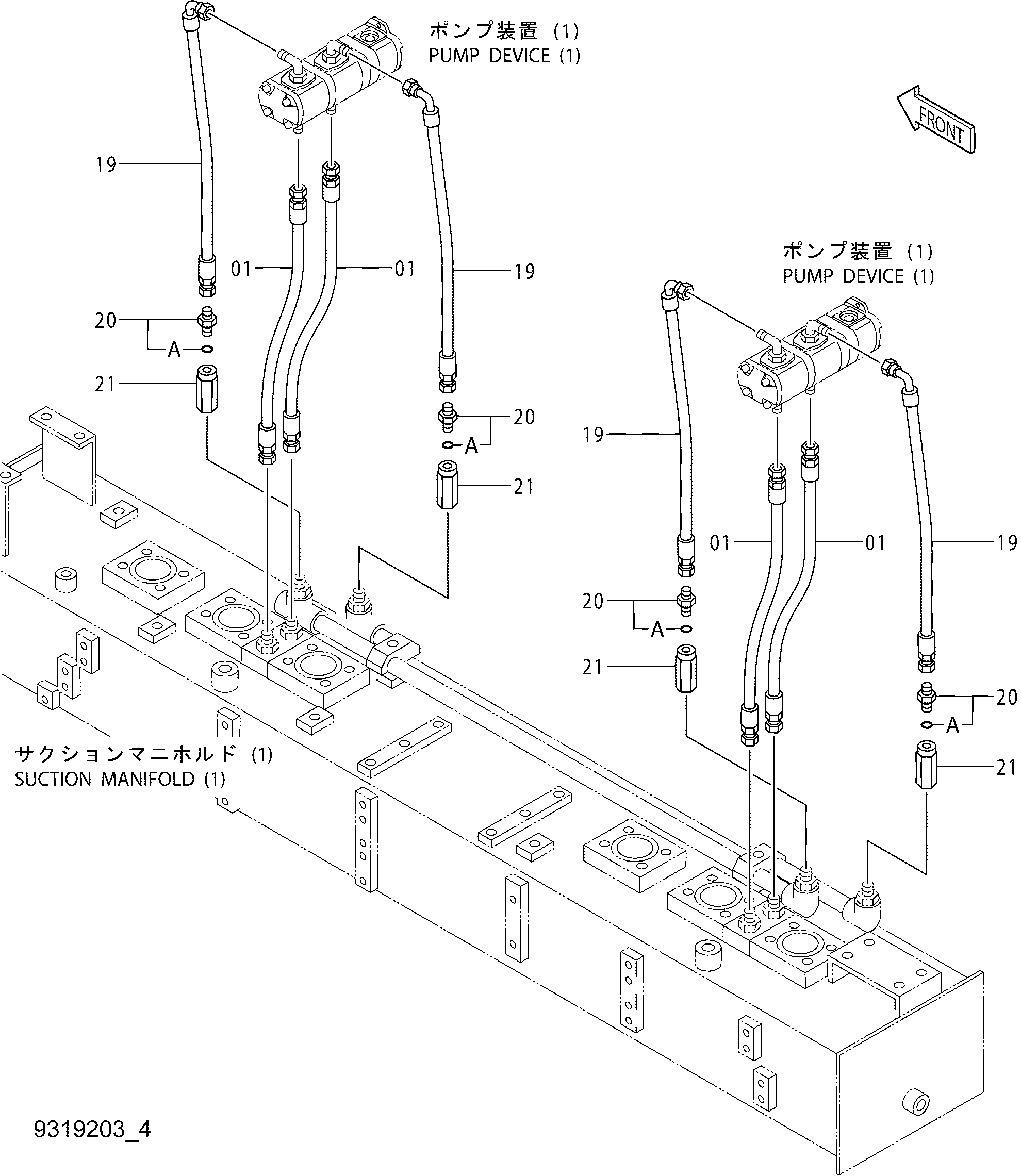 Схема Пилотные гидролинии (бед-пумп)-4 HITACHI EX1800-3