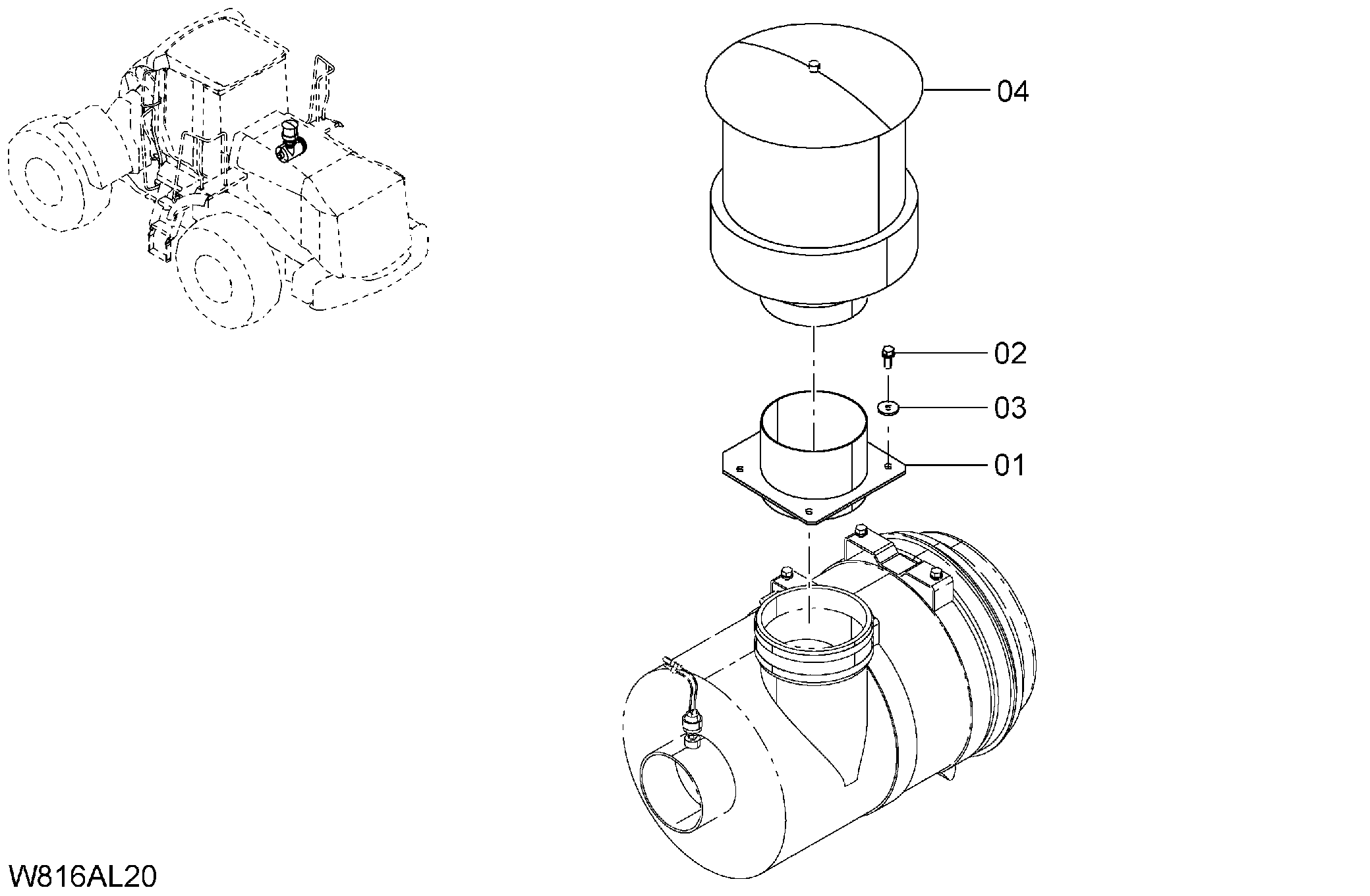 Схема Пре-клеанер(турбо2)[H3G, корпус](APL003) HITACHI ZW220-HCMF