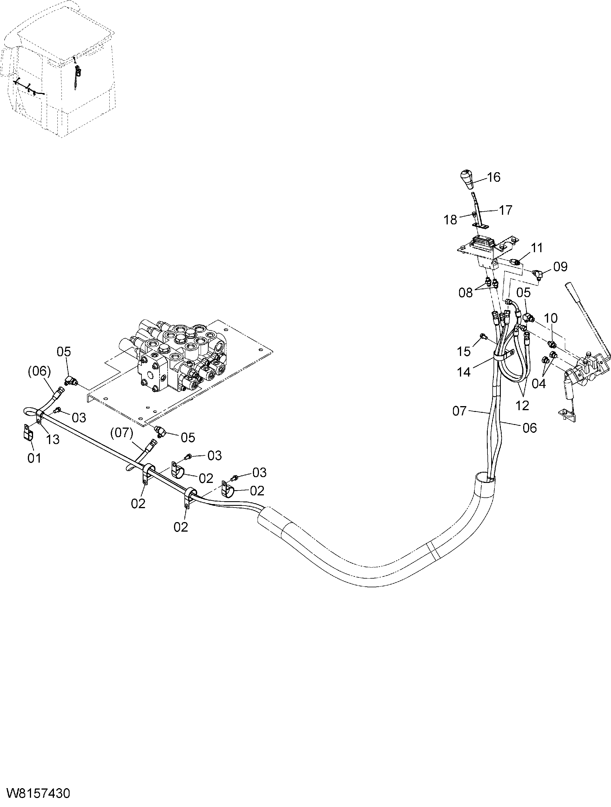 Схема Пилотные гидролинии (3-золотник) [6CF, H3F, HCF, HEF] (3PL) HITACHI ZW180
