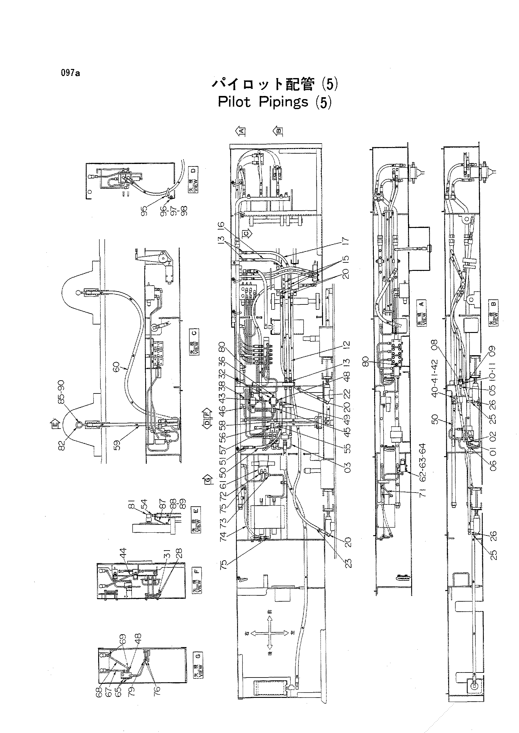 Схема Пилотный трубопроводы (5) HITACHI KH250HD