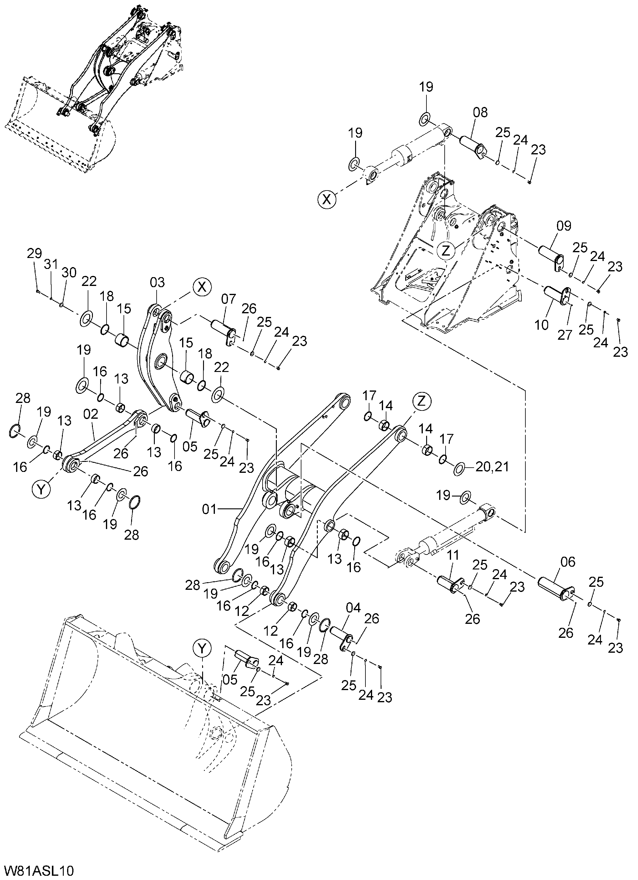 Схема Подъём рукоять(для LOG грейфер)(SLA002) HITACHI ZW250-HCMF