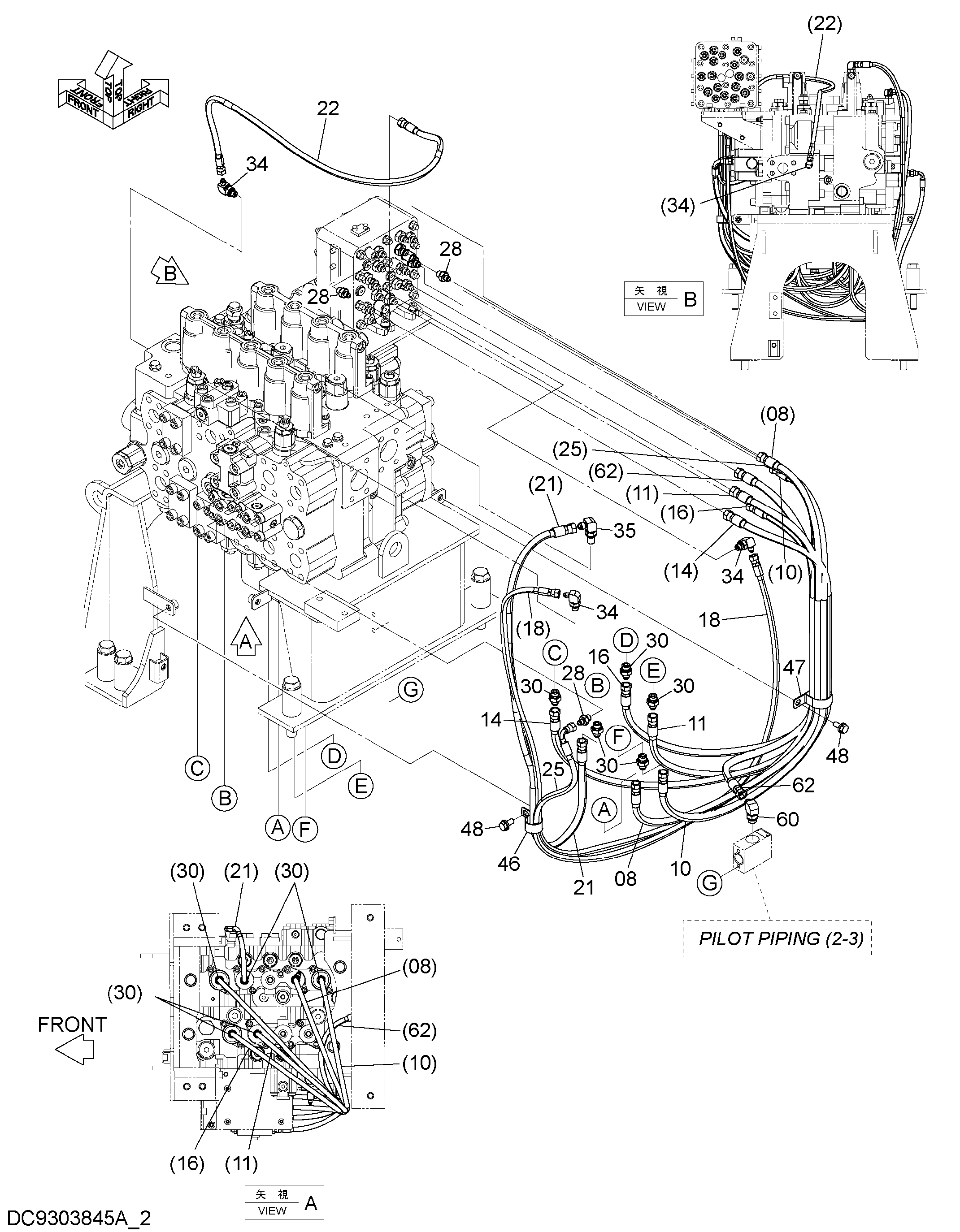 Схема Пилотные гидролинии (2-2) HITACHI ZX470H-5G