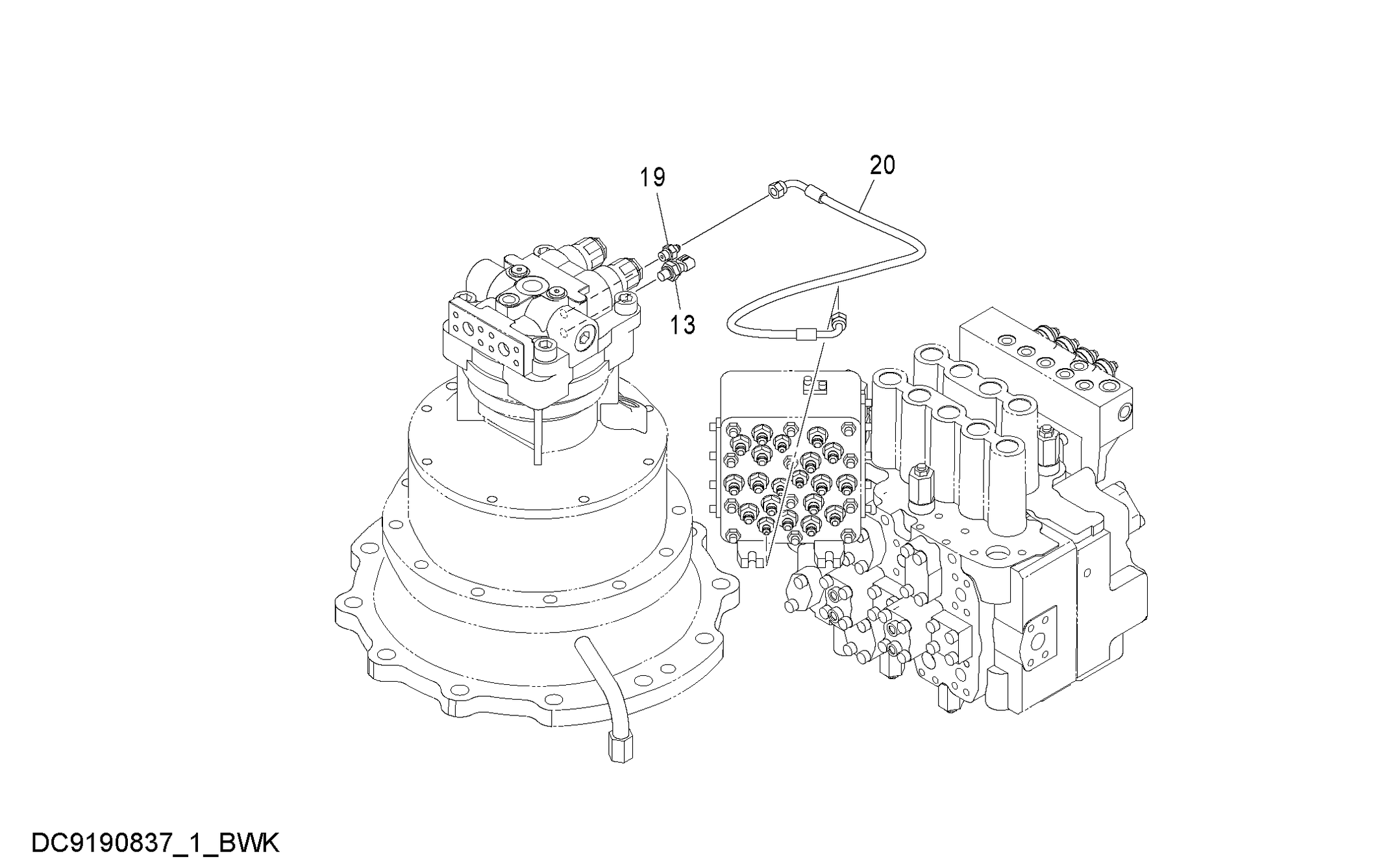 Схема Пилотные гидролинии (C-1) HITACHI ZX250K-3G