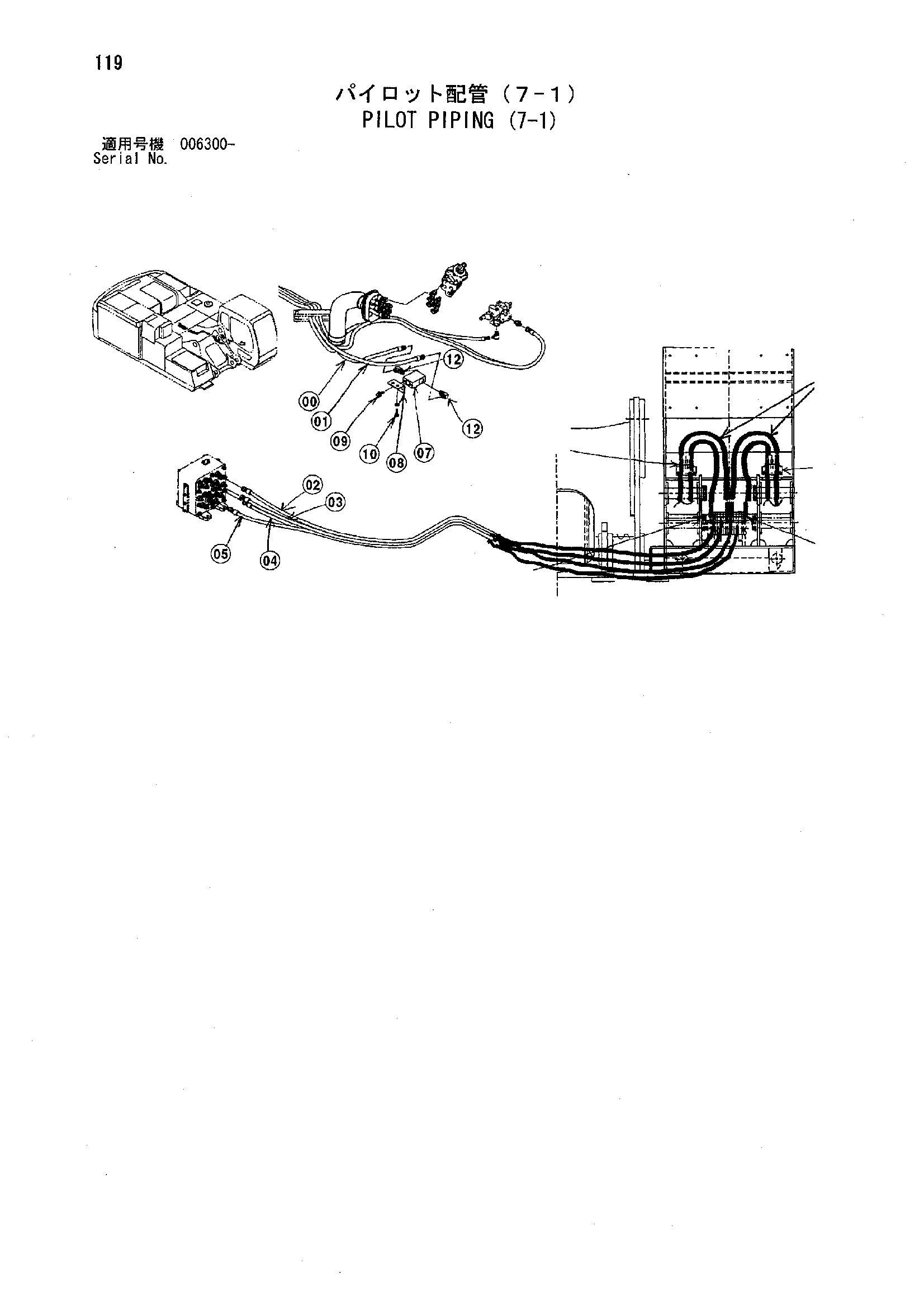 Схема Пилотные гидролинии (7-1) HITACHI ZX850H