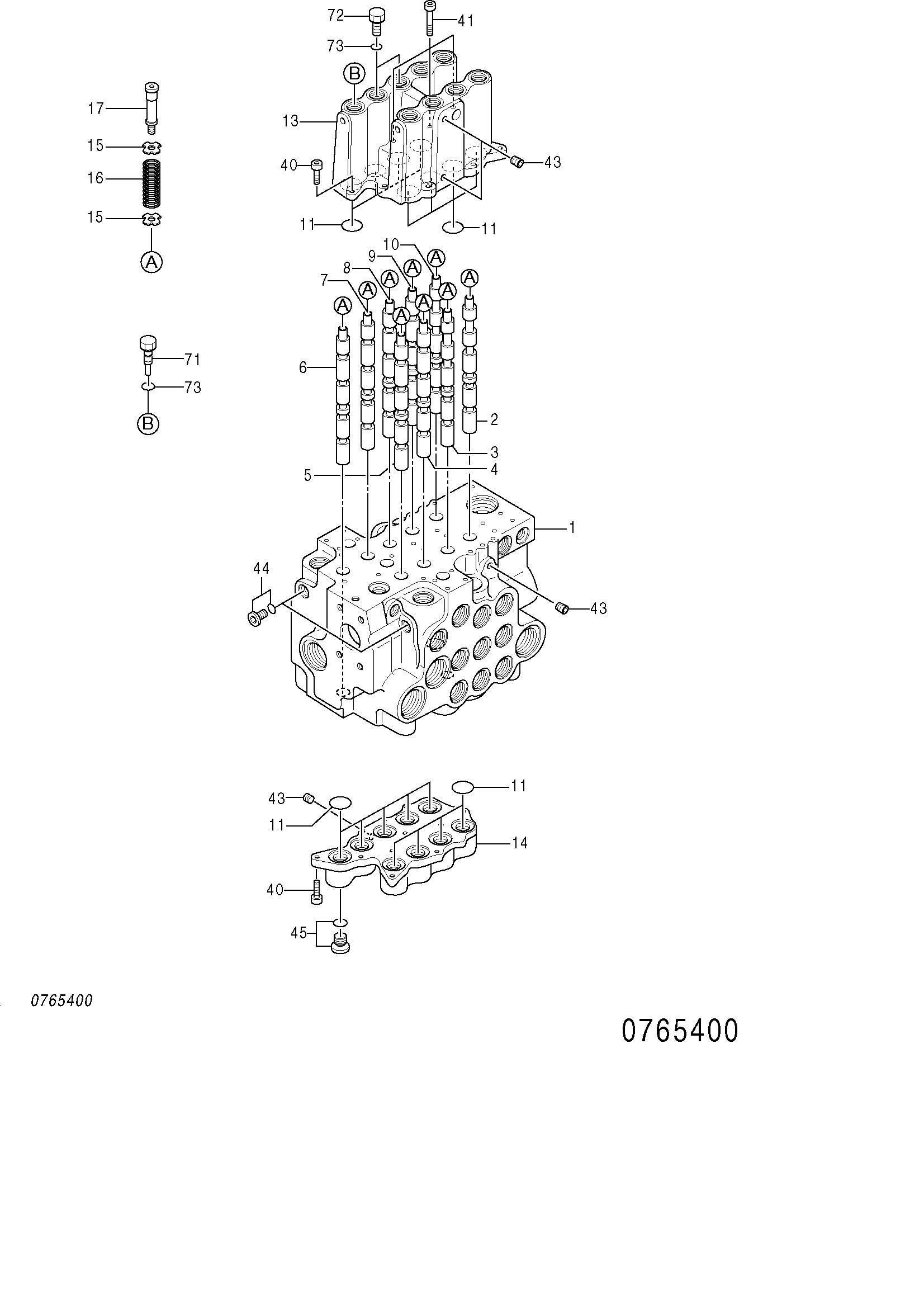 Схема Гидрораспределитель (1/3) HITACHI ZX75US