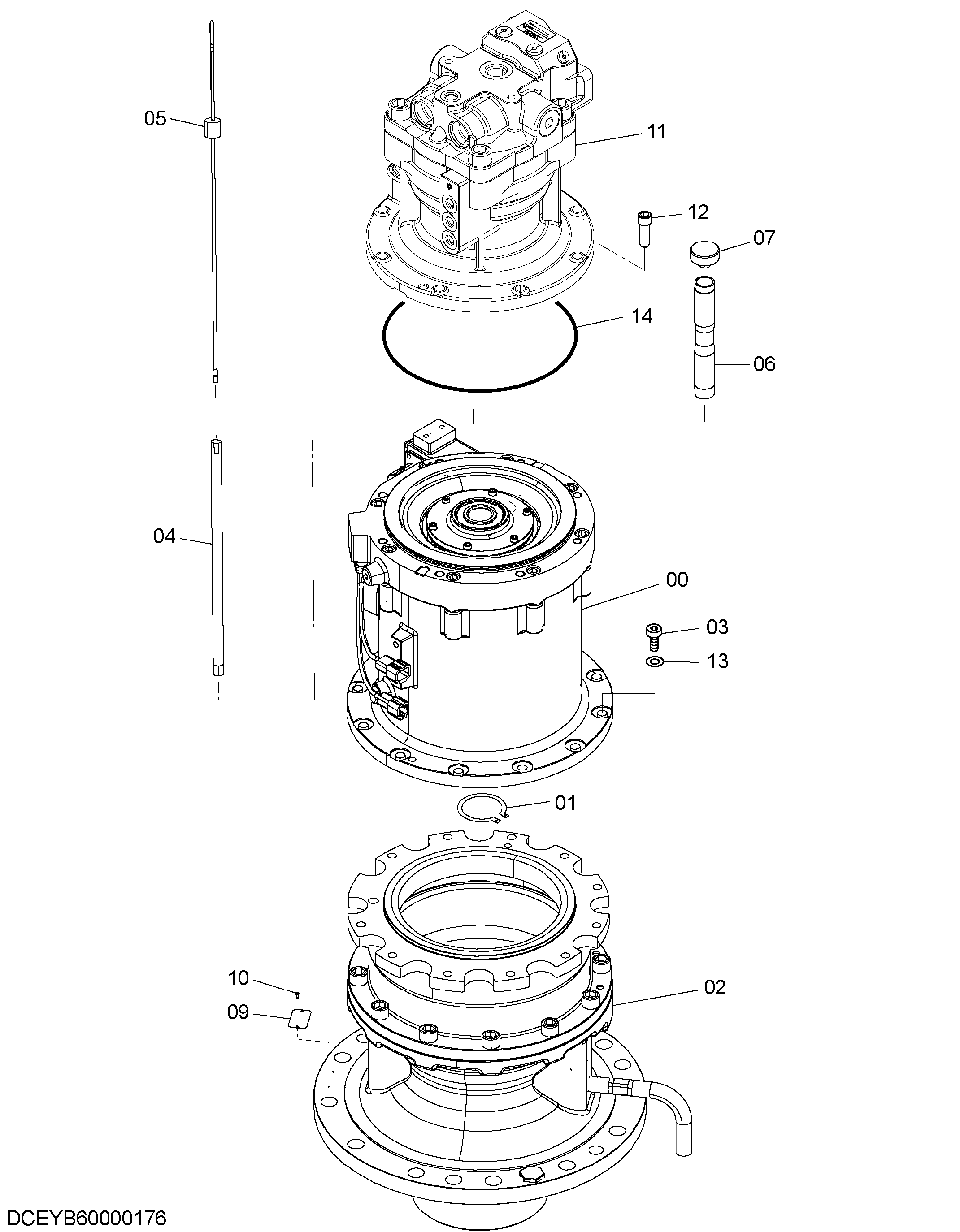 Схема Механизм поворота HITACHI ZH200LC-A