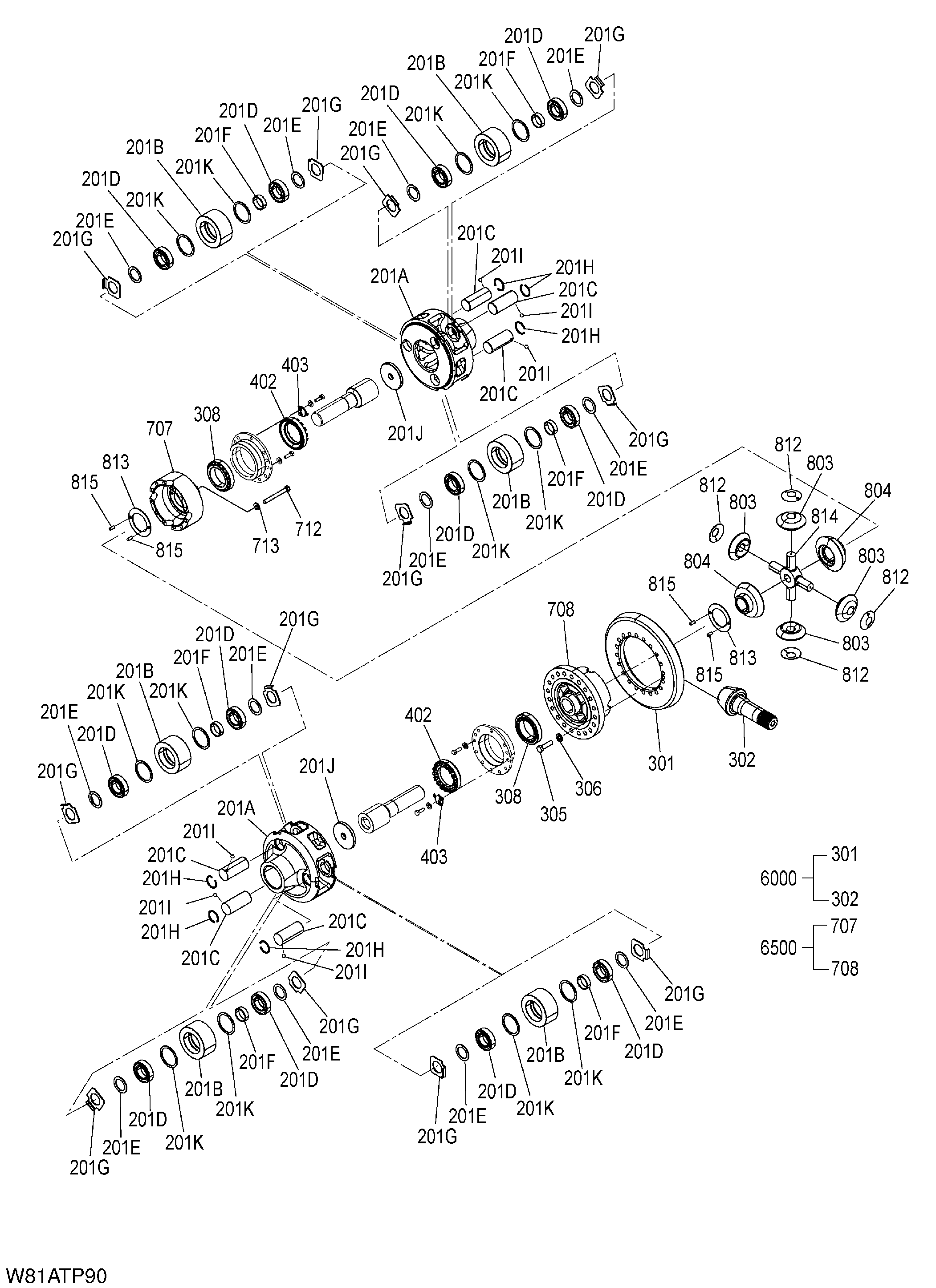 Схема Мост в сборе (правый) (3/4) (TPD) HITACHI ZW250