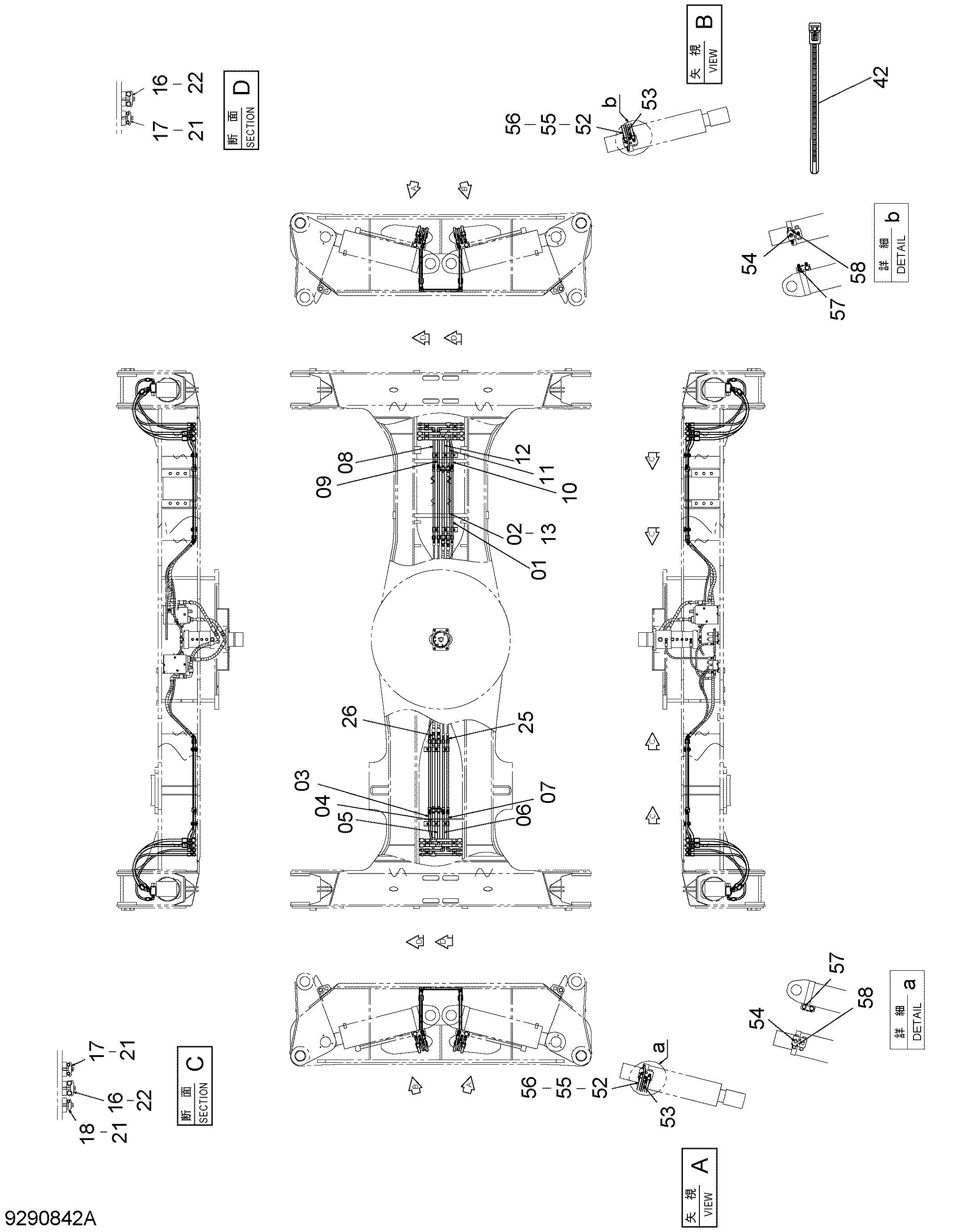 Схема Аутригер трубопроводы (2)(водило) HITACHI ZX400W-3