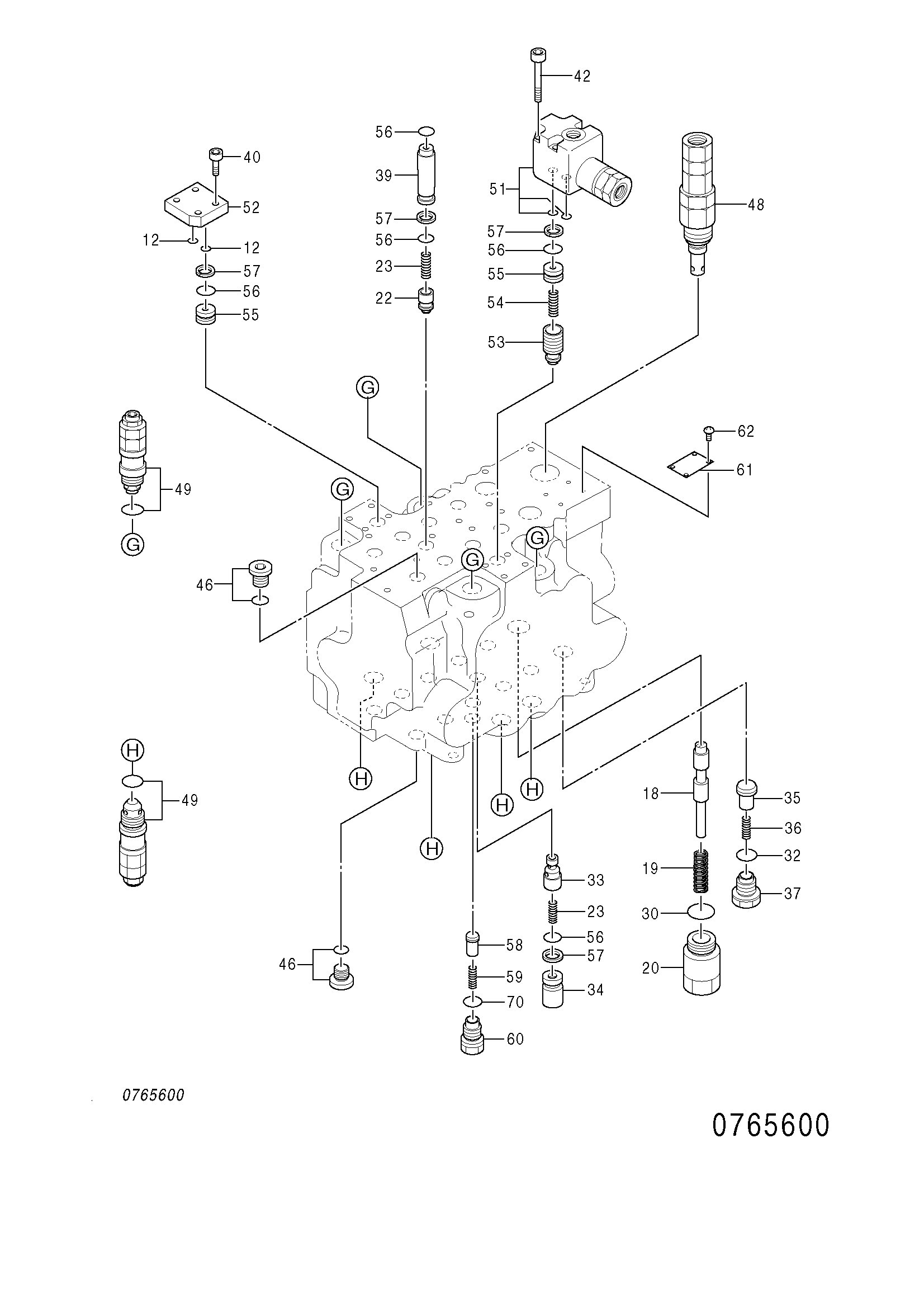 Схема Гидрораспределитель (3/3) HITACHI ZX75US