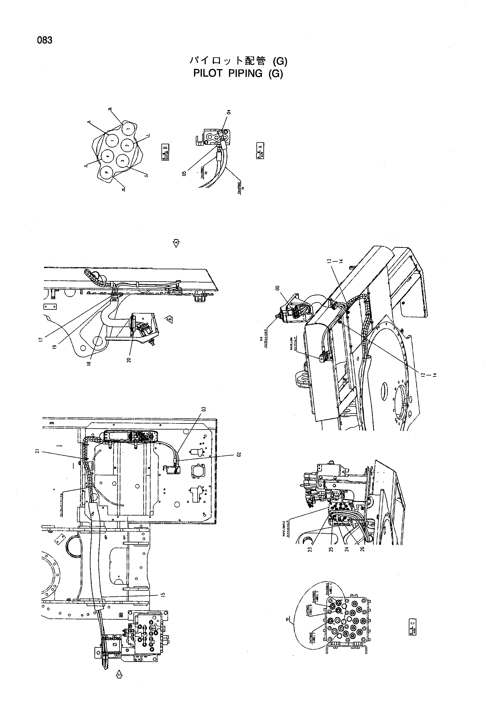 Схема Пилотные гидролинии (G) HITACHI ZX160